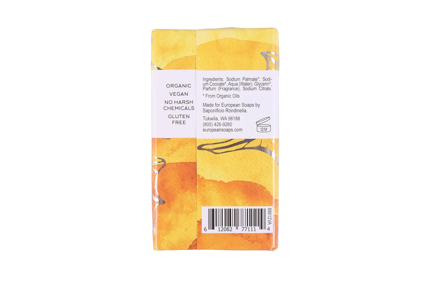 Terravita Organic, Vegan, & Gluten-Free Body Bar Soap, Vanilla, 100 Gram