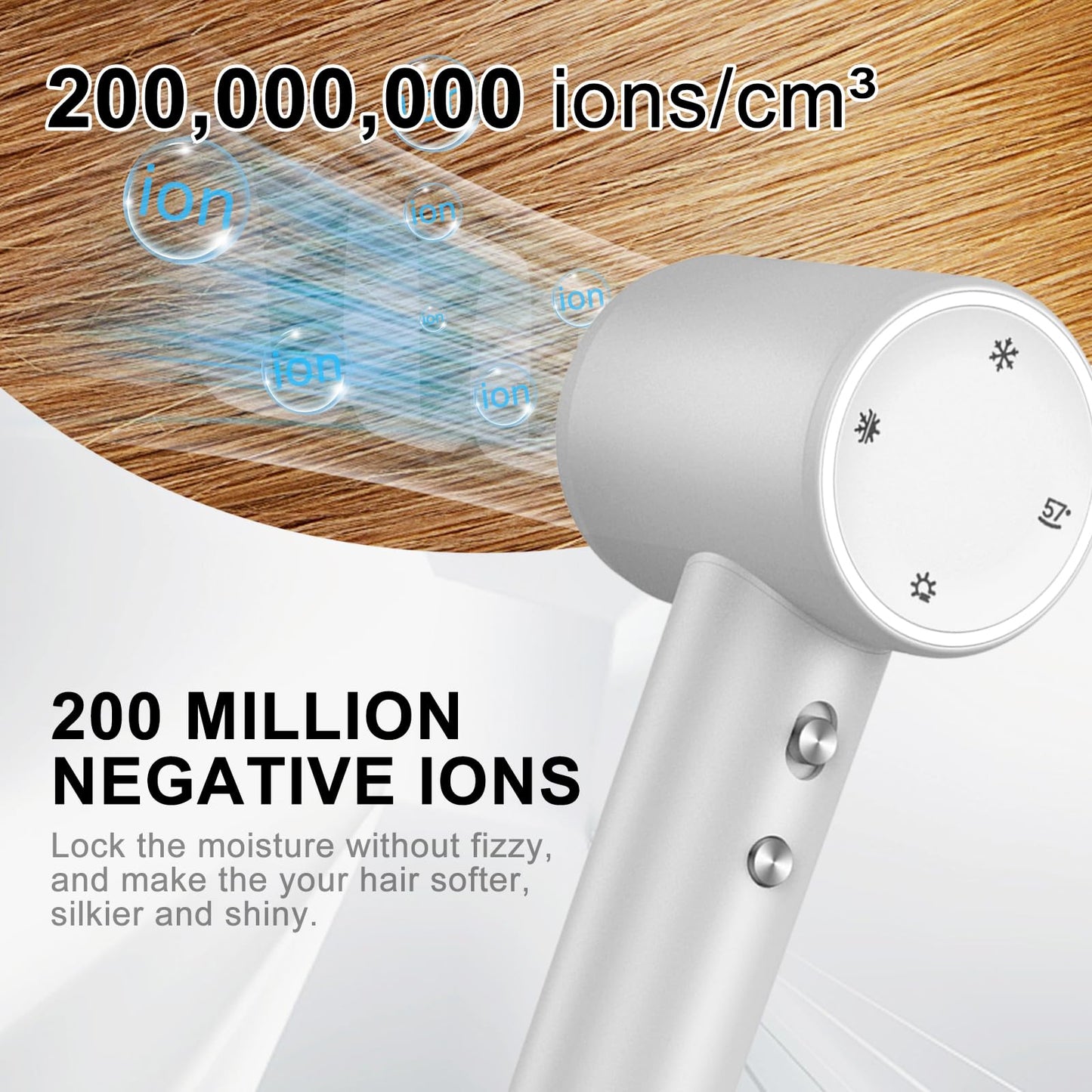 Hair Dryer, Professional Ionic Blow Dryer for Women, 1600W 110,000RPM Hairdryer(4 Temps & 3 Speeds)