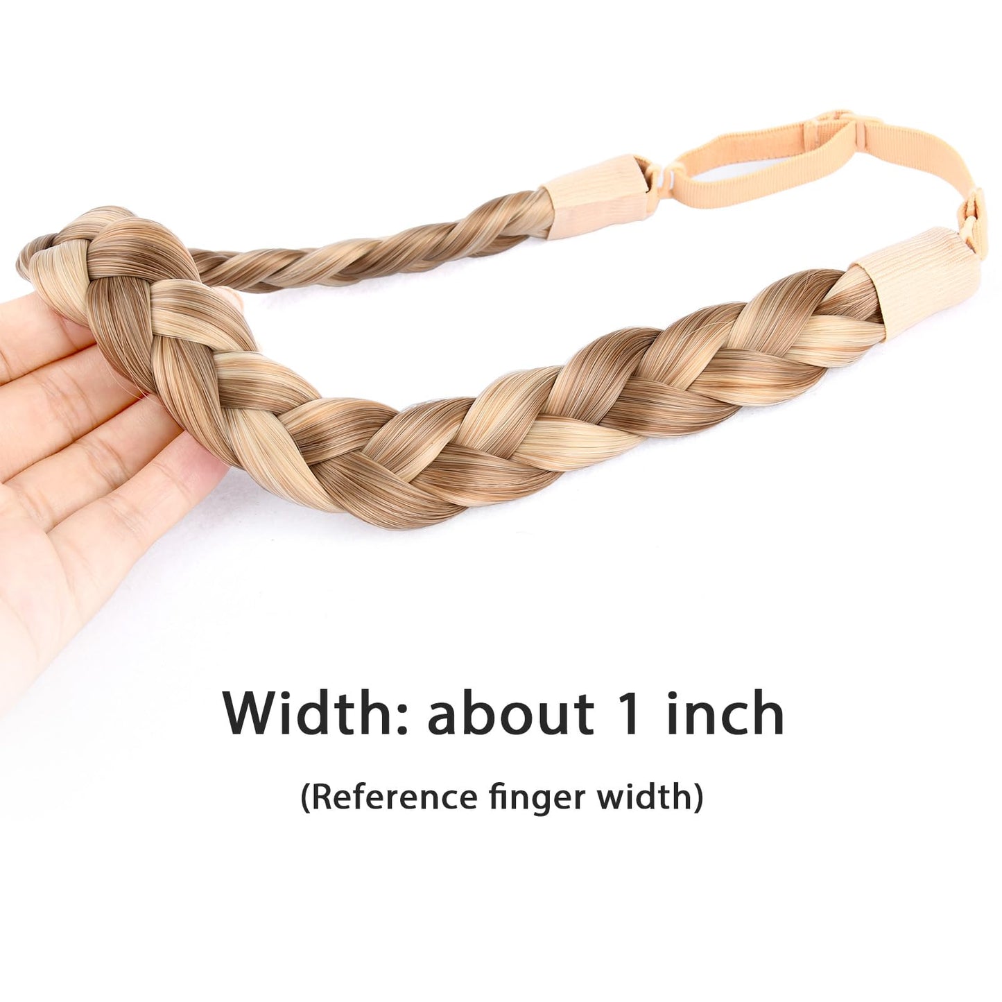 DIGUAN Synthetic Hair Braided Headband Classic Chunky Wide Plaited Braids Elastic Stretch Hairpiece Women Girl Beauty accessory, 55g aHairBeauty (Ginger Blonde)