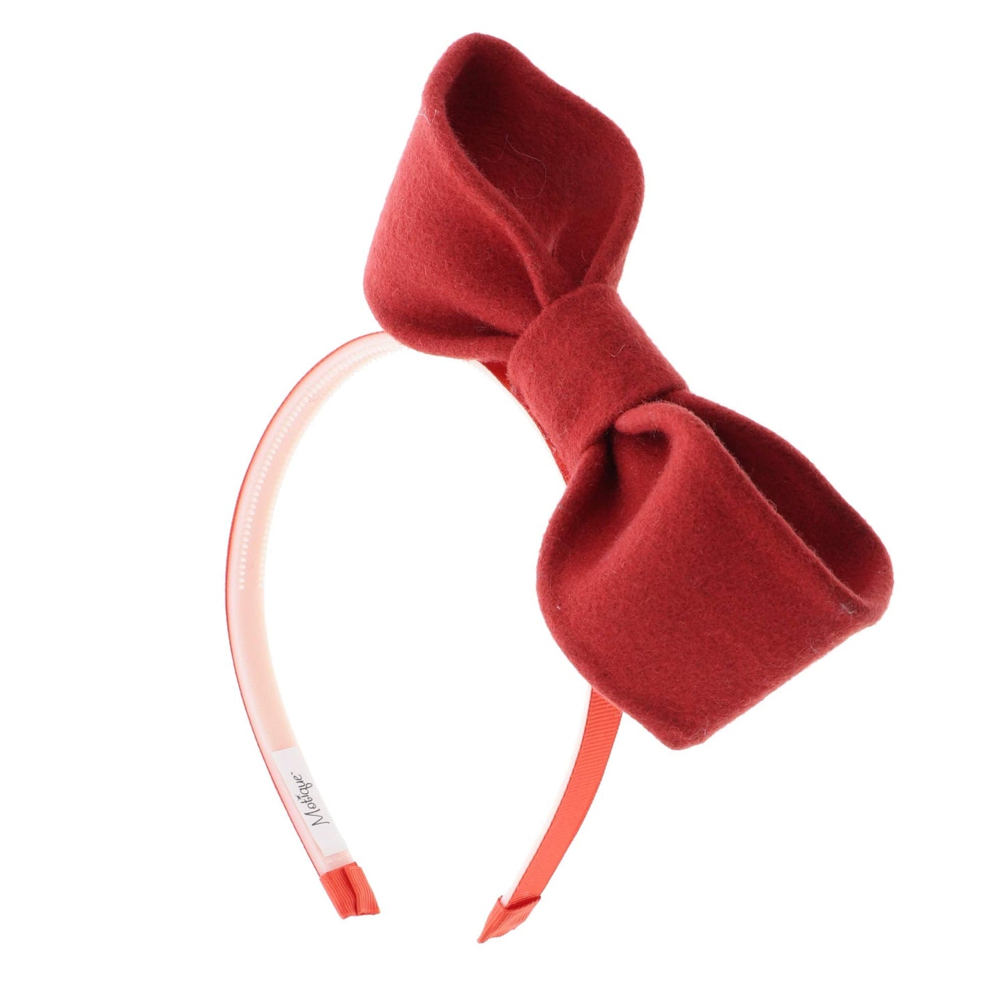 Girls Hard Holiday Headband with Wool Standing Bow - Rust