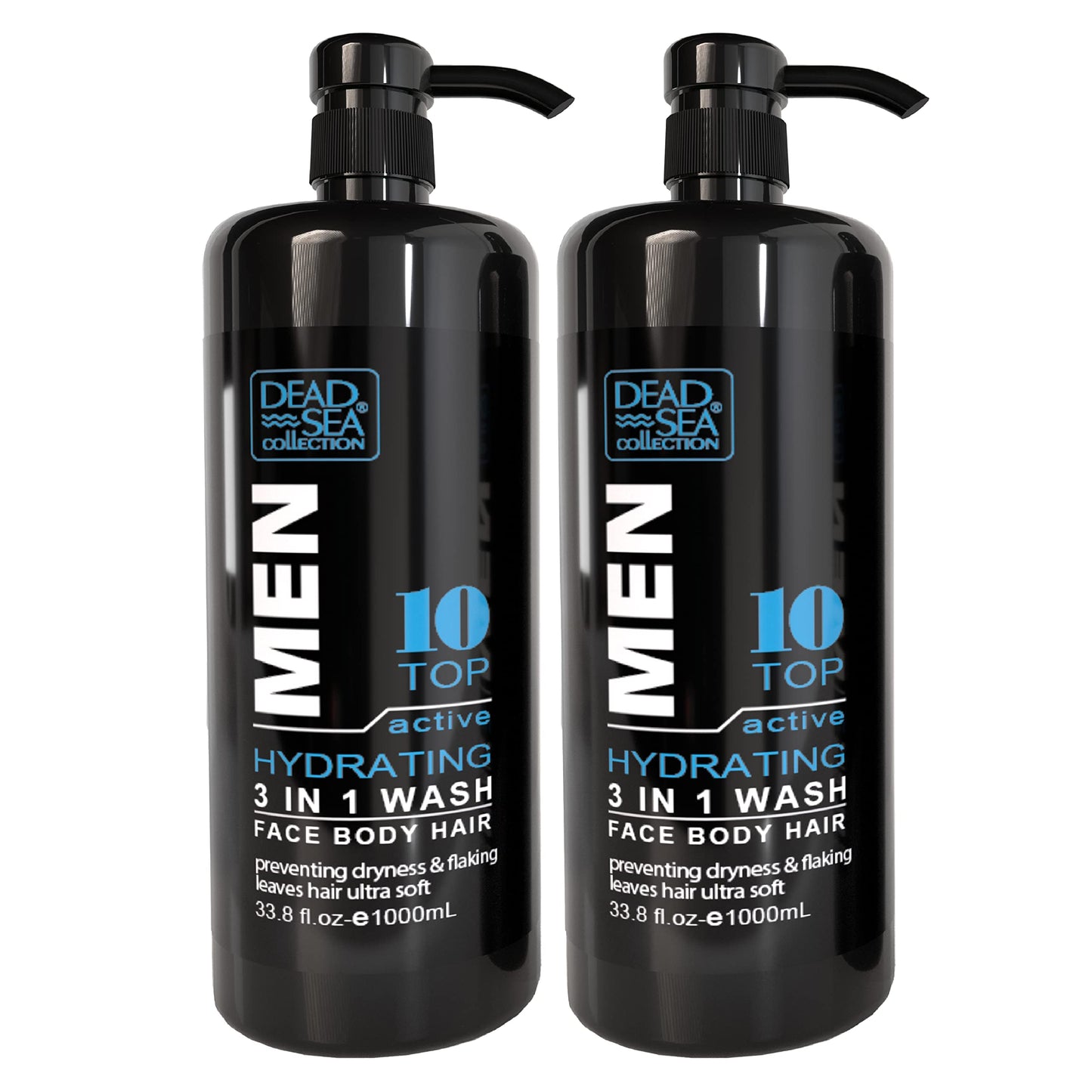 Dead Sea Collection Triple Bundle -Body wash 3 in 1 for man-SANALWOOD+AMBERWOOD+TOP 10 (6 Pc total)
