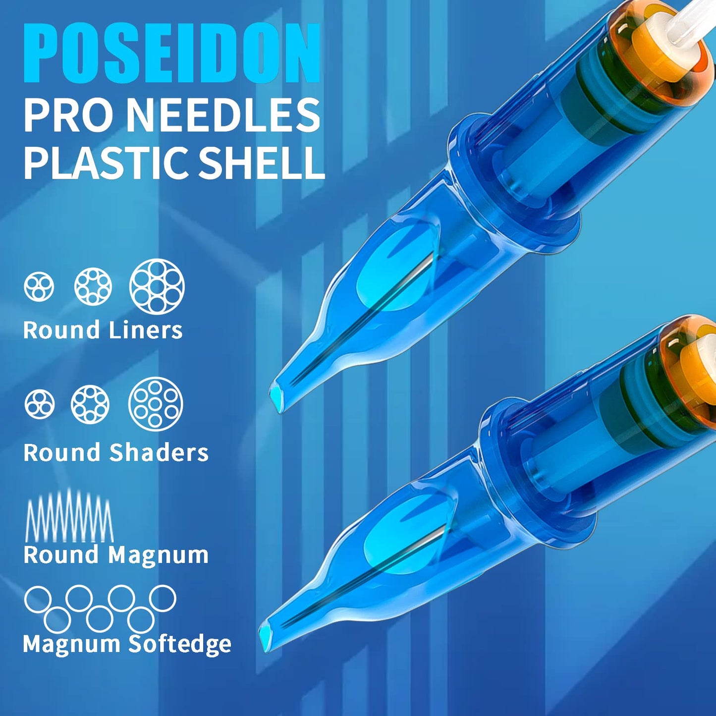 POSEIDON V3 Tattoo Cartridge Needles 30Pcs with Membrane Safety Cartridges Disposable Tattoo Needle for Tattoo Artists Round Shader (1203RS)