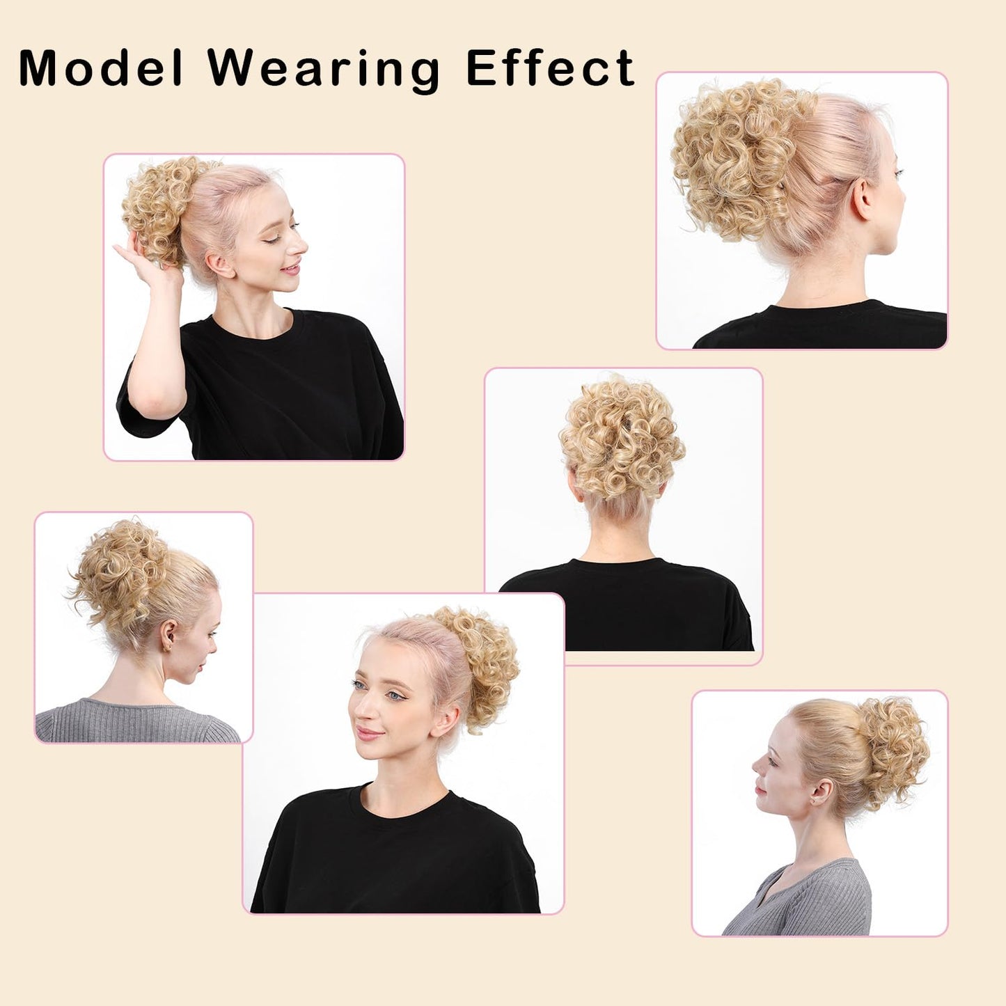 DAYCEN Messy Curly Hair Bun,Synthetic Wavy Curly Chignon For Women Girls, Drawstring Hair Bun Extension (Bleach Blonde)