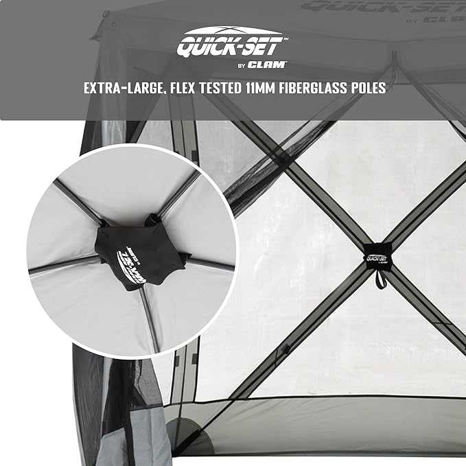 CLAM Pop Up Screen Tent, Outdoor Camping Gazebo Canopy, Traveler, 6' x 6', Gray