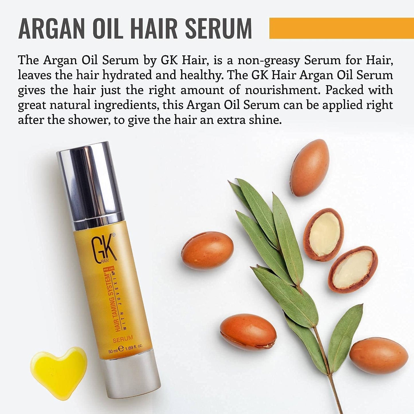 GK HAIR Global Keratin Organic Argan Oil Hair Serum For Frizz Control Dry Damage Hair Repair 50ml I Deep Conditioner Masque 200g/7.5oz