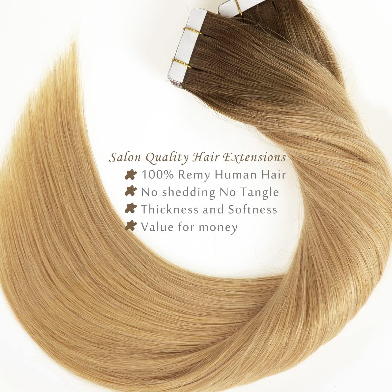 LacerHair Tape in Human Hair Extensions 16 Inch 50g Balayage #4 Dark Brown Fading to #18 Dark Ash Blonde 20pcs 50g Invisible Double Sided Seamless Skin Weft Real Remy Human Hair Extensions Tape in