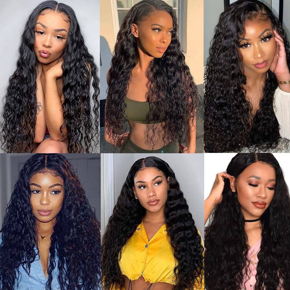Kinky Curly Human Hair Bundles Color 1B Curly Weave Bundles Double Weft Brazilian Human Hair Weave Extensions Wet and Wavy Bundles Silky Soft for Black Women (18 20 22 inch,3 Bundles)
