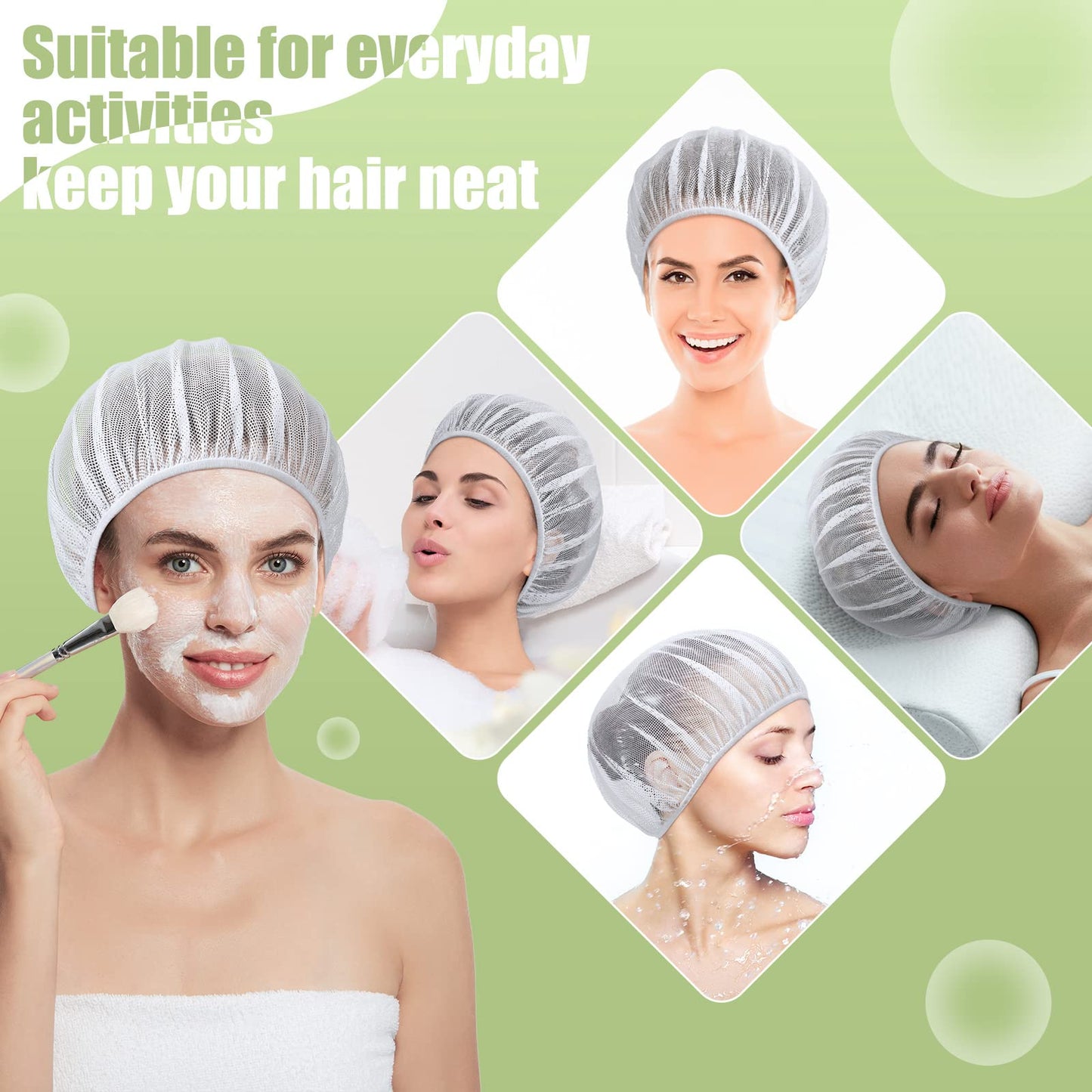 Chuarry 4 Pcs Mesh Sleep Bonnet for Sleeping Night Curly Hair Nets Sleep Caps for Women(White)