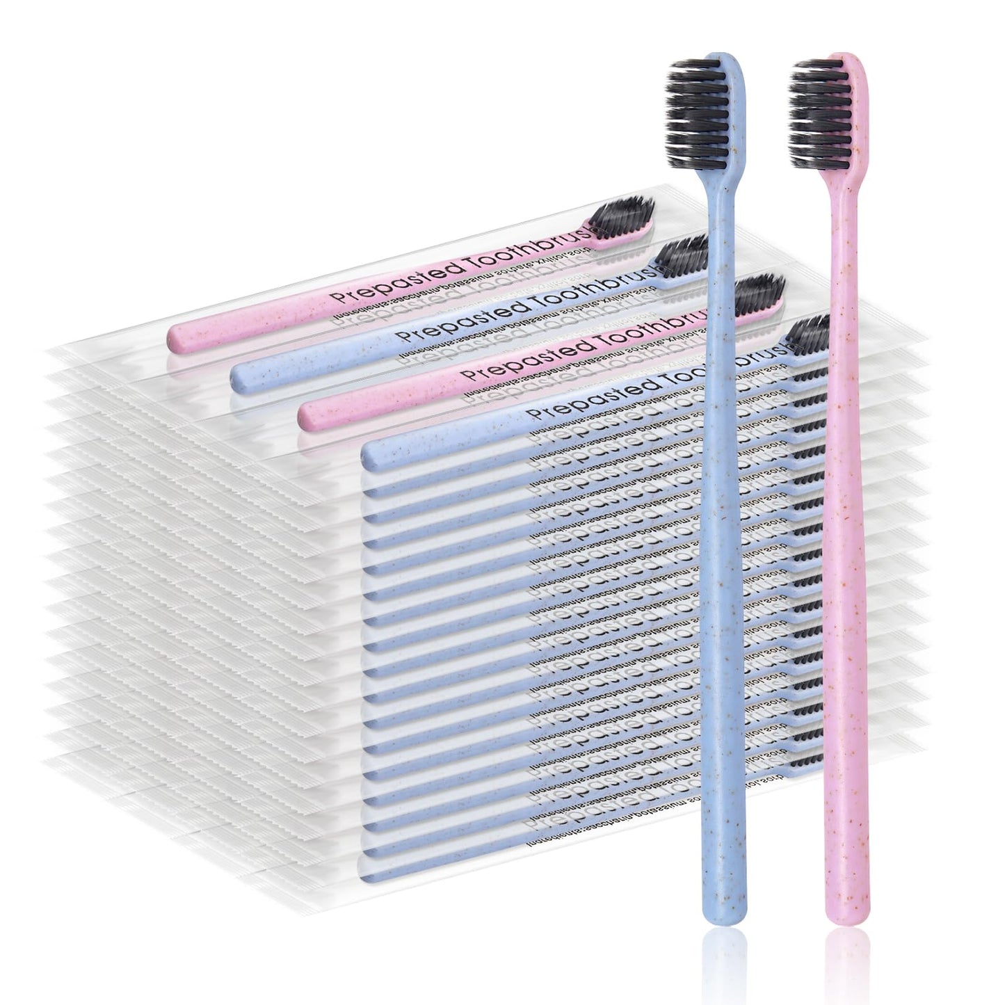 SLequipo 500Pcs Prepasted Disposable Toothbrushes Bulk Individually Wrapped Pre Pasted Soft Bristle Tooth Brush Set Travel Colorful Toothbrushes for Homeless Gift Hotel Camping Travel