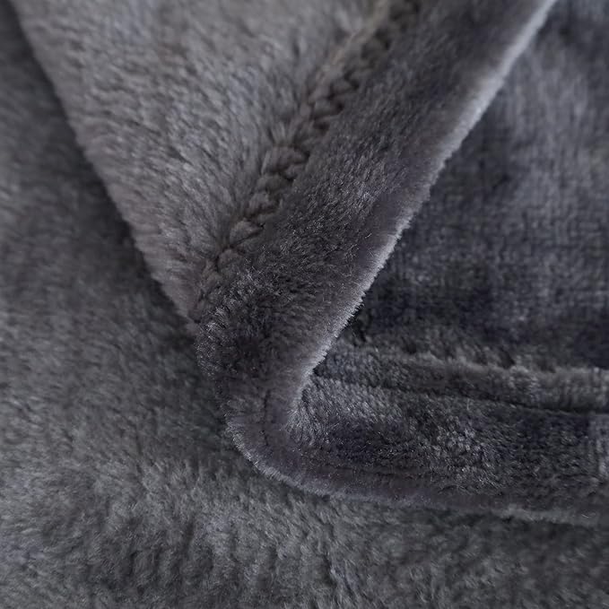SOCHOW Flannel Fleece Blanket Luxury Twin XL Size, All Season Lightweight Super Soft Cozy Blanket for Bed or Couch, Grey 66inch X90''