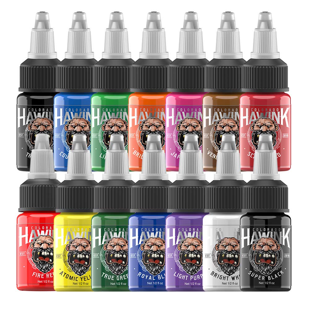 Wireless Tattoo Kit Tattoo Gun Rotary Tattoo Machine+ Tattoo Ink Set 1/2 oz (15ml) Tattoo Supply 14 Colors