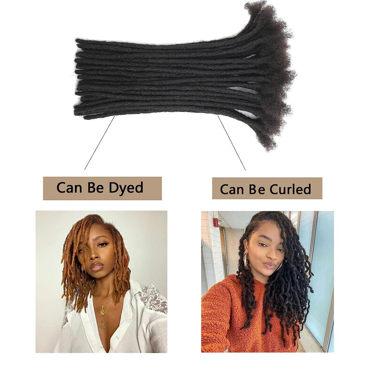 Loc Extensions Human Hair 4 Inch 0.6cm 60strands Locs Extensions Real Human Hair Natural Black for Women Men 100% Full Handmade Permanent Dreadlock Extensions Human Hair An Be Dyed Bleached Curled