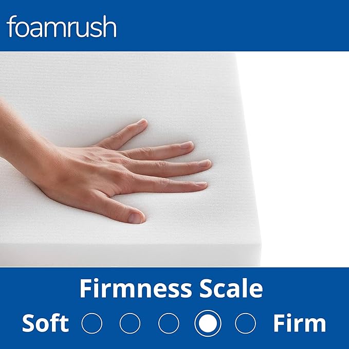 FoamRush 6-Inch Bunk (28" x 75") High Density Foam RV Mattress Replacement with Canvas Navy Cover, Medium Firm, Made in USA, Camper Trailer, Removable Water-Resistant Outdoor/Indoor Cover w Zip