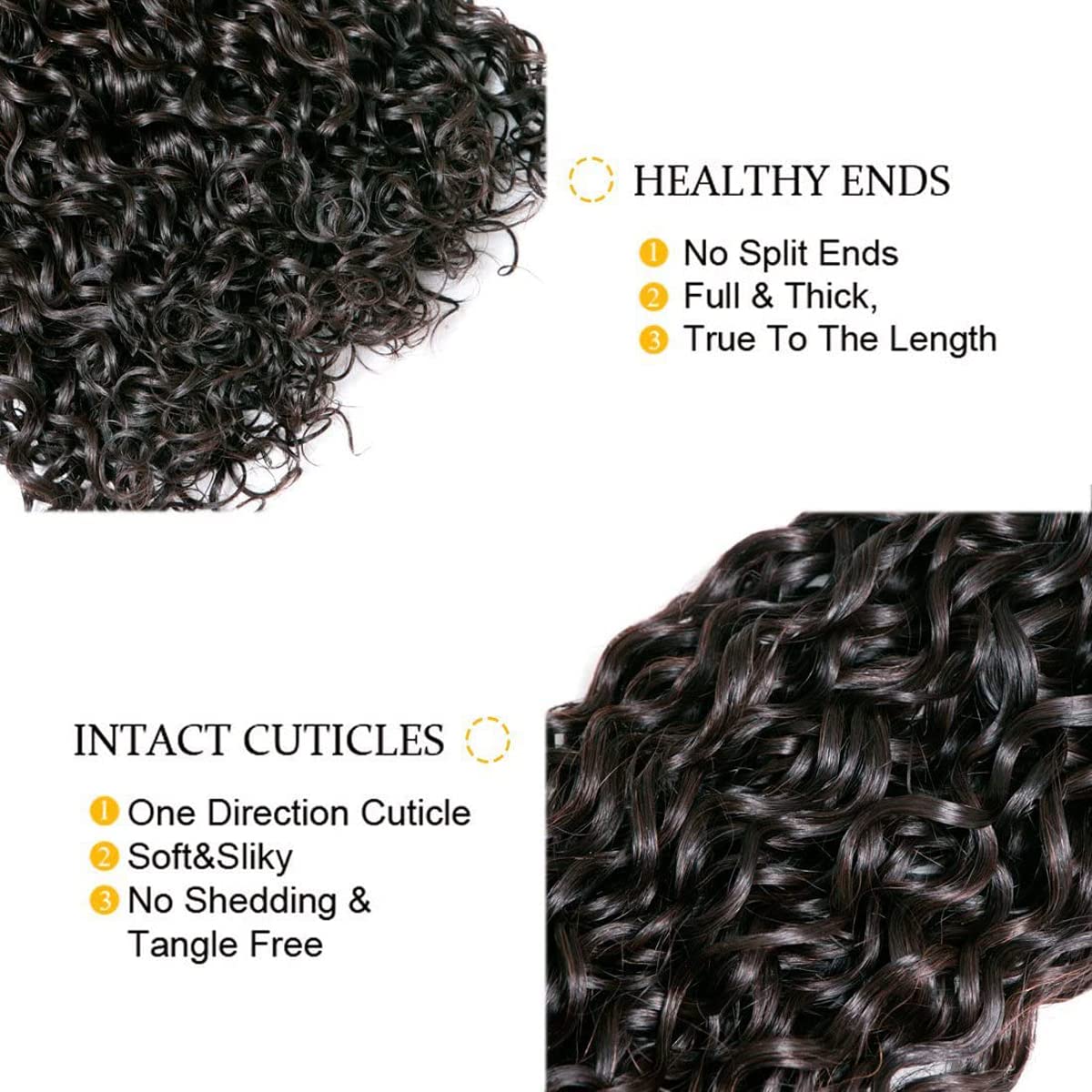 HeioWuio Water Wave Hair Bundles Natural Black Color Brazilian Remy Hair Weaves No Tangle Hair Extensions Real Unprocessed Virgin Hair Bundle 24 24 24 Inch