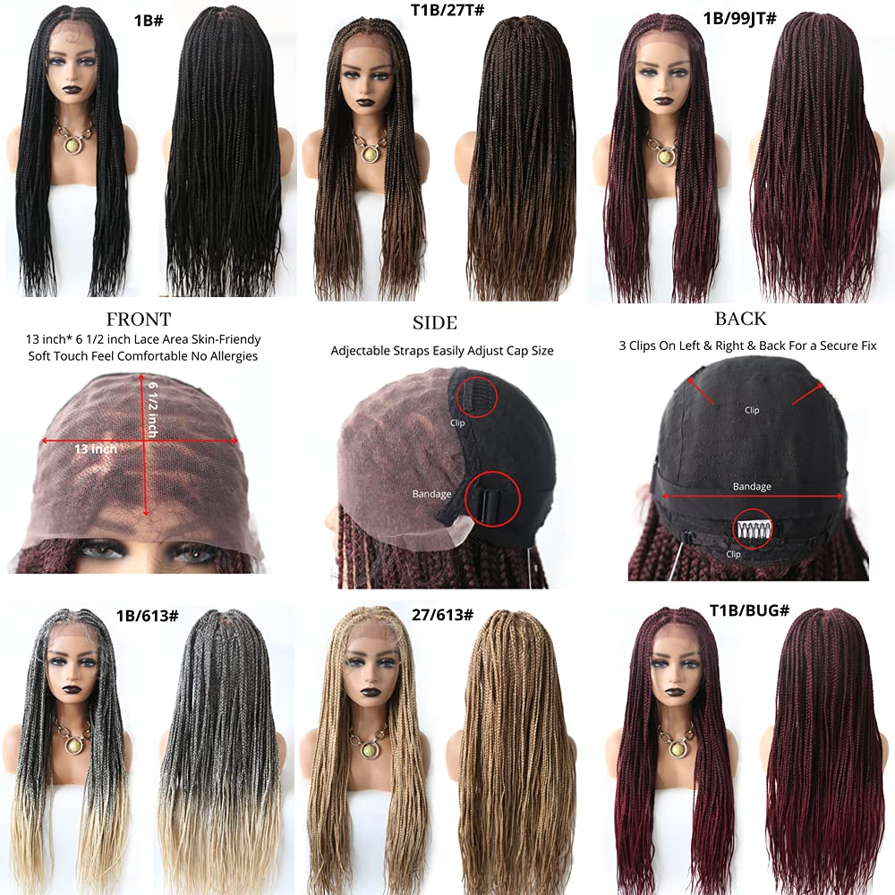 LYRICAL HAIR Cornrow Box Braided Wig for Black Women Lightweight Swiss Lace Front Baby Hair Natural Looking Micro Twist Premium Quality Kanekalon Synthetic Fiber African American Pre-Plucked Full Cap
