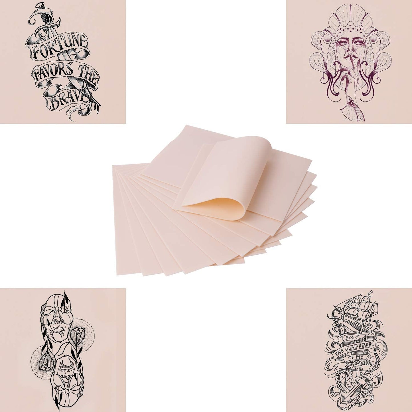 Blank Tattoo Practice Skin, Gospire 10pcs 8x6in Practice Skin Tattoo Skin Practice Sheet for Beginners and Experienced Artists (Rubber Type)
