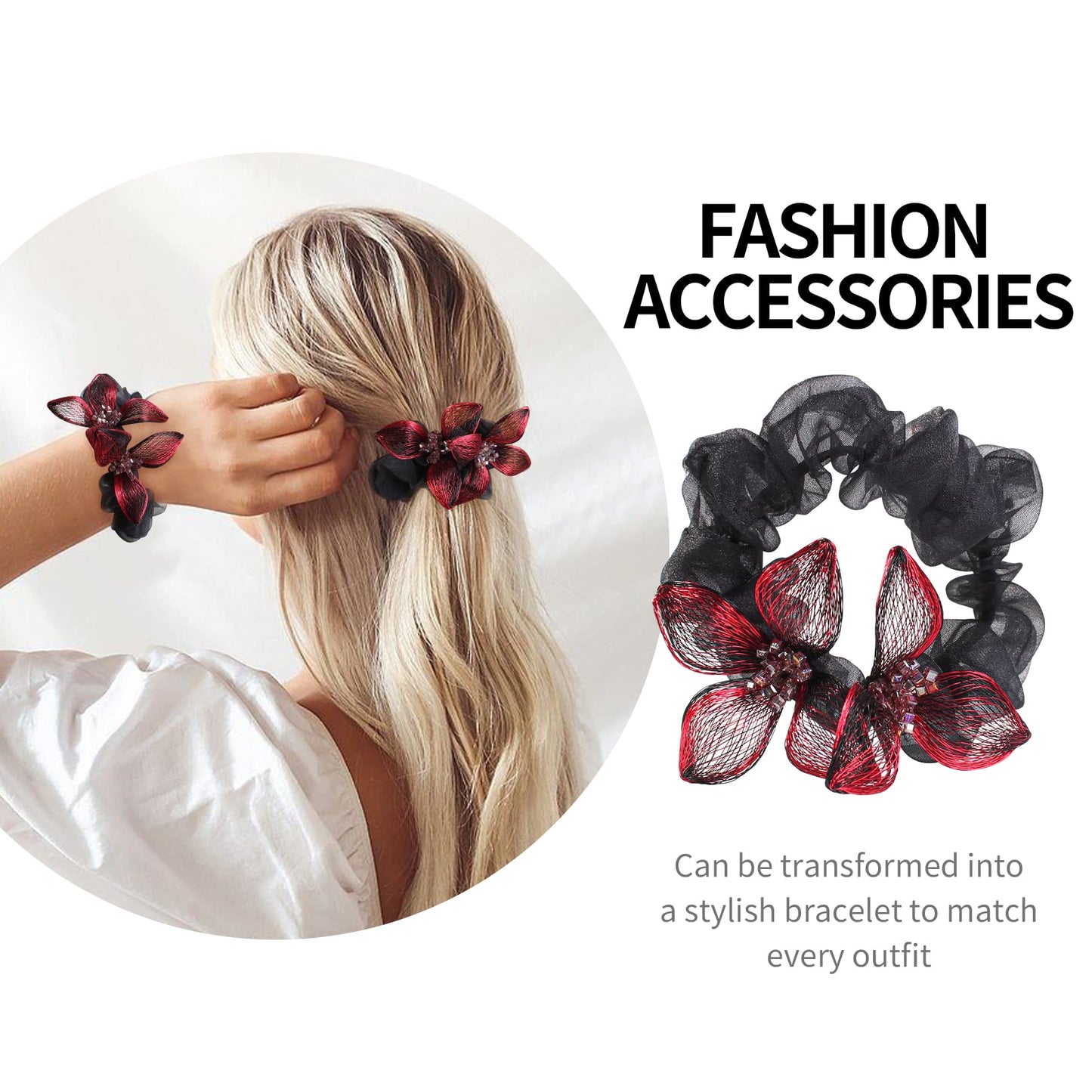 Mistofu DIY Copper Wire Metal Hand-woven Silk Satin Scrunchies - Elegant Hair Accessories and Gifts for Women & Girls