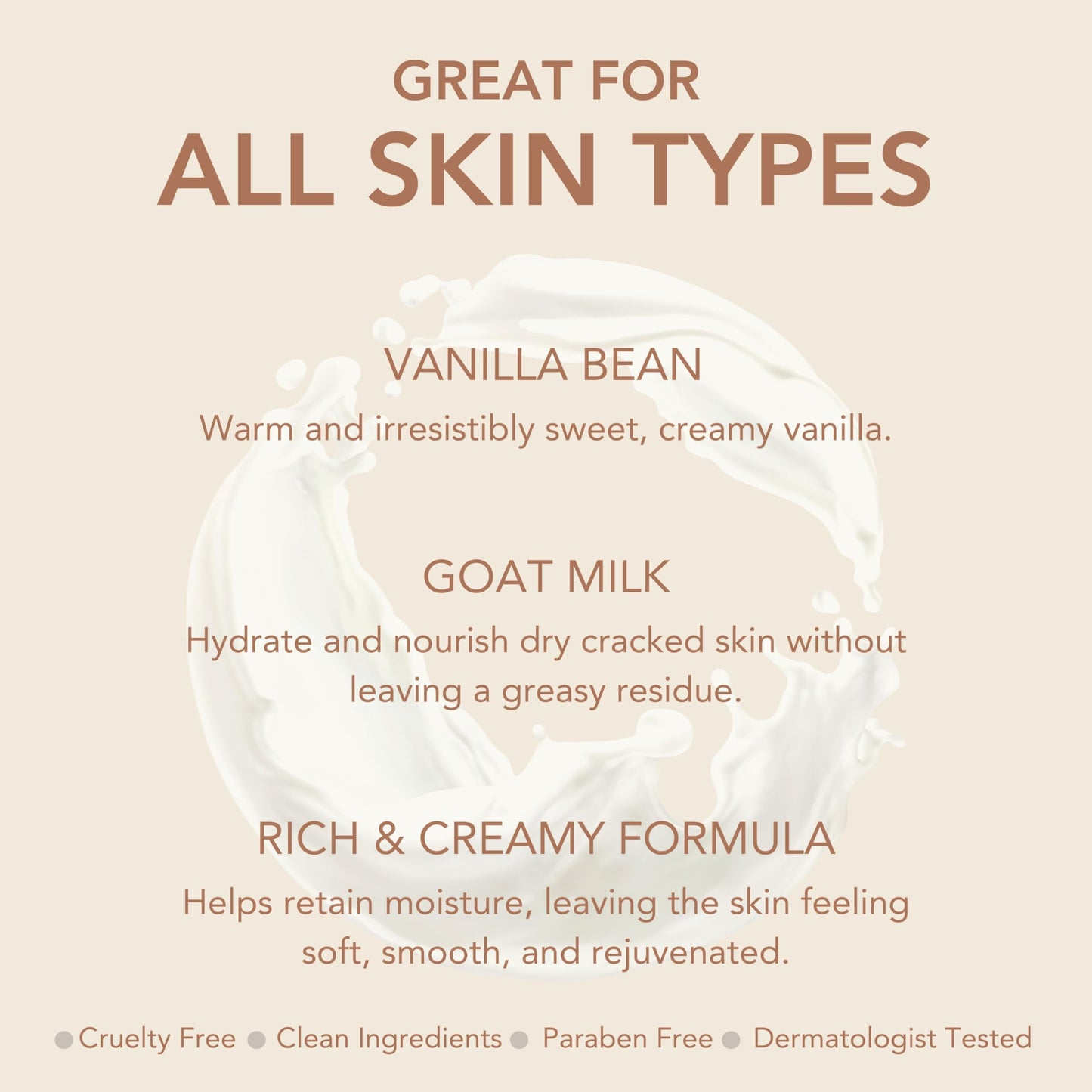 Dionis Goat Milk Hydrating Skincare Scented Cream, Rich & Creamy Daily Moisturizing Vanilla Bean Body Lotion For Dry Skin, Made in the USA, Cruelty-Free & Paraben-Free, 8.5 oz Bottle