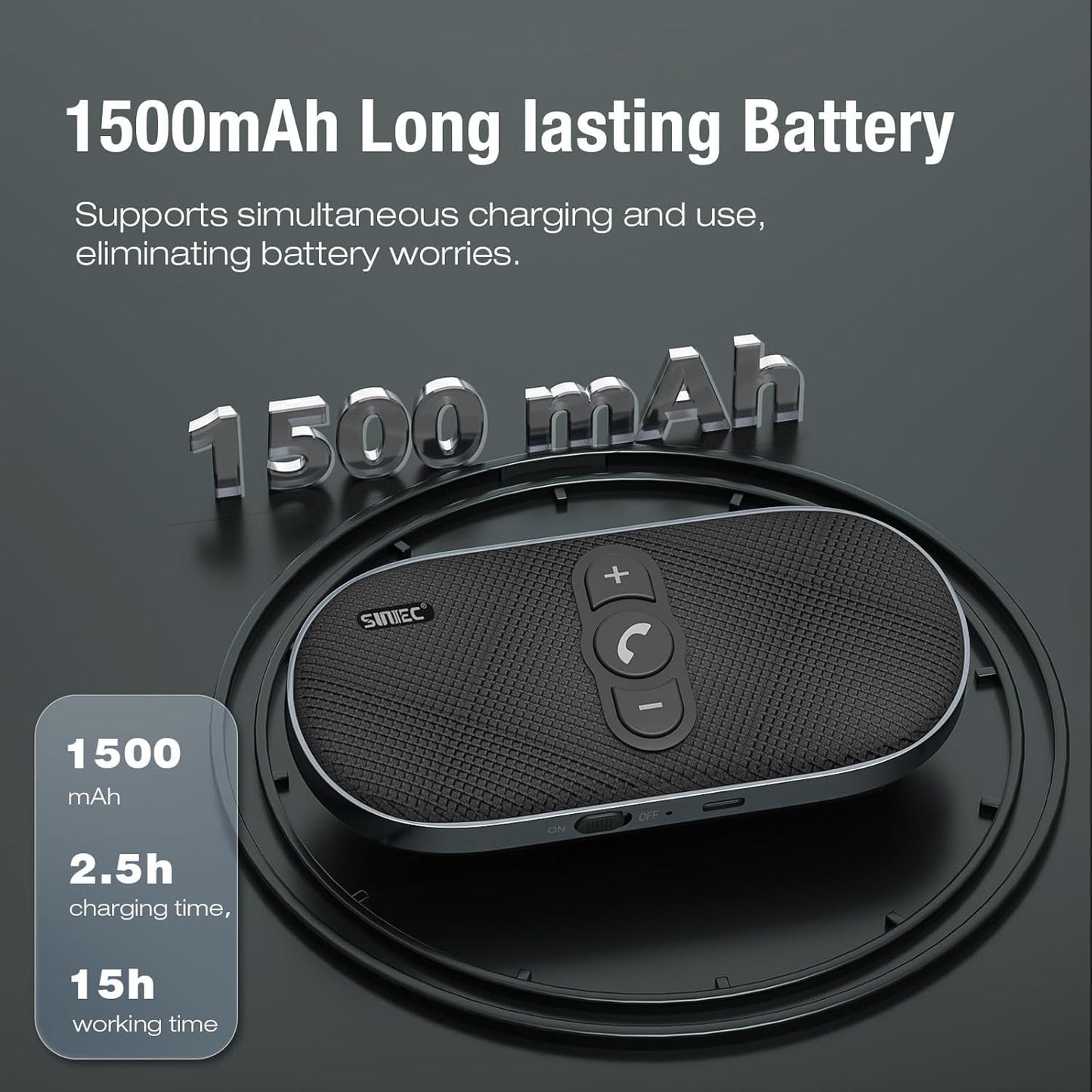 Bluetooth Car Speaker Handsfree Speakerphone: Dual 3W Wireless Car Kit with Visor Clip for Cell Phone - Bluetooth Speaker Support Siri Google Voice Assistant Motion Auto On