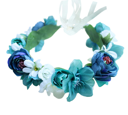 LLinfflr Fairy Flower Crown Woodland Headband Elf Floral Headpiece Forest Elven Circlet for Women Girls Bridal Wedding Prom Halloween Renaissance Cosplay Photo Green