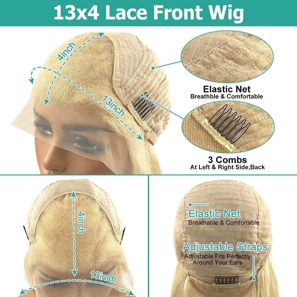 Fashion Ash White 60# Short Bob Human Hair Wig Platinum Blonde Straight Lace Front Wigs Human Hair Pre Plucked With Baby Hair 180% Density 613 Bob Lace Frontal Wigs Human Hair for Women 10inch