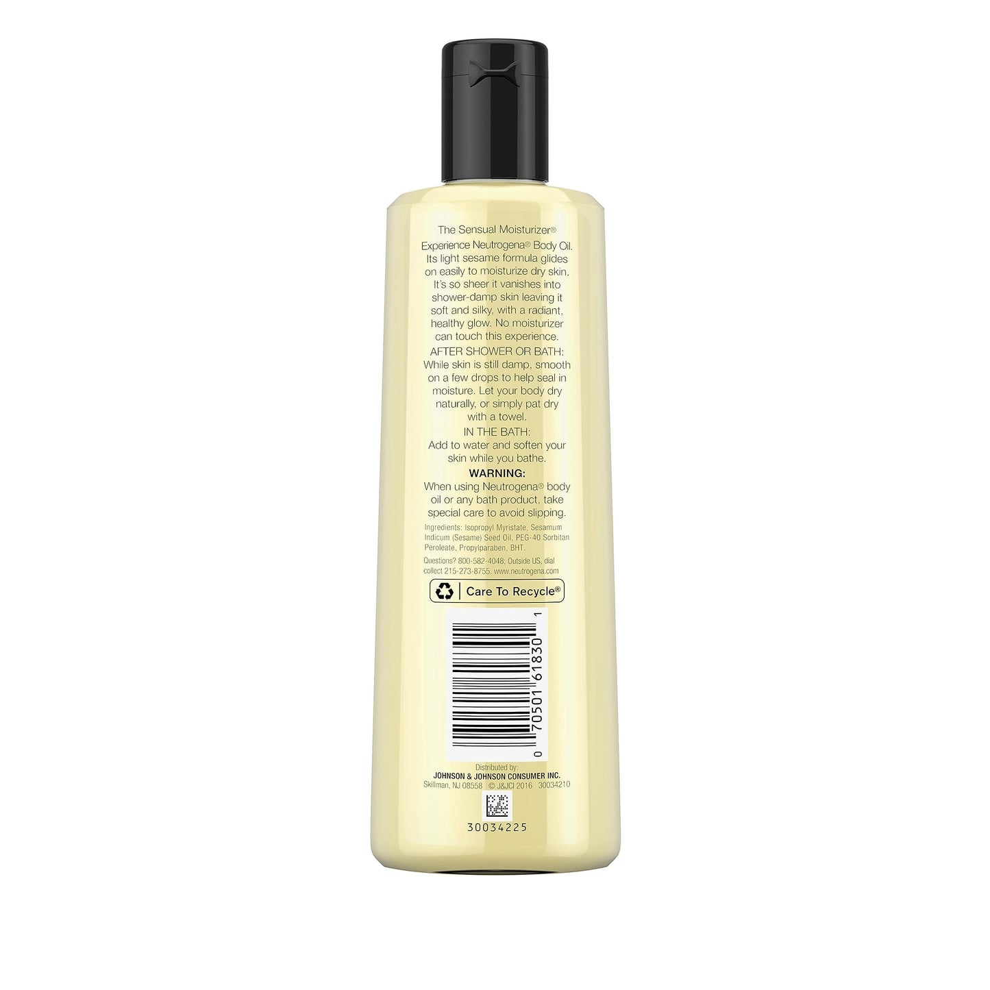 Neutrogena Body Oil, Fragrance-Free Light Sesame Oil Formula, Dry Skin Moisturizer and Hydrating Body Massage Oil for Radiant and Healthy Glow, Nourishing After Shower and Bath Oil, 8.5 FL OZ