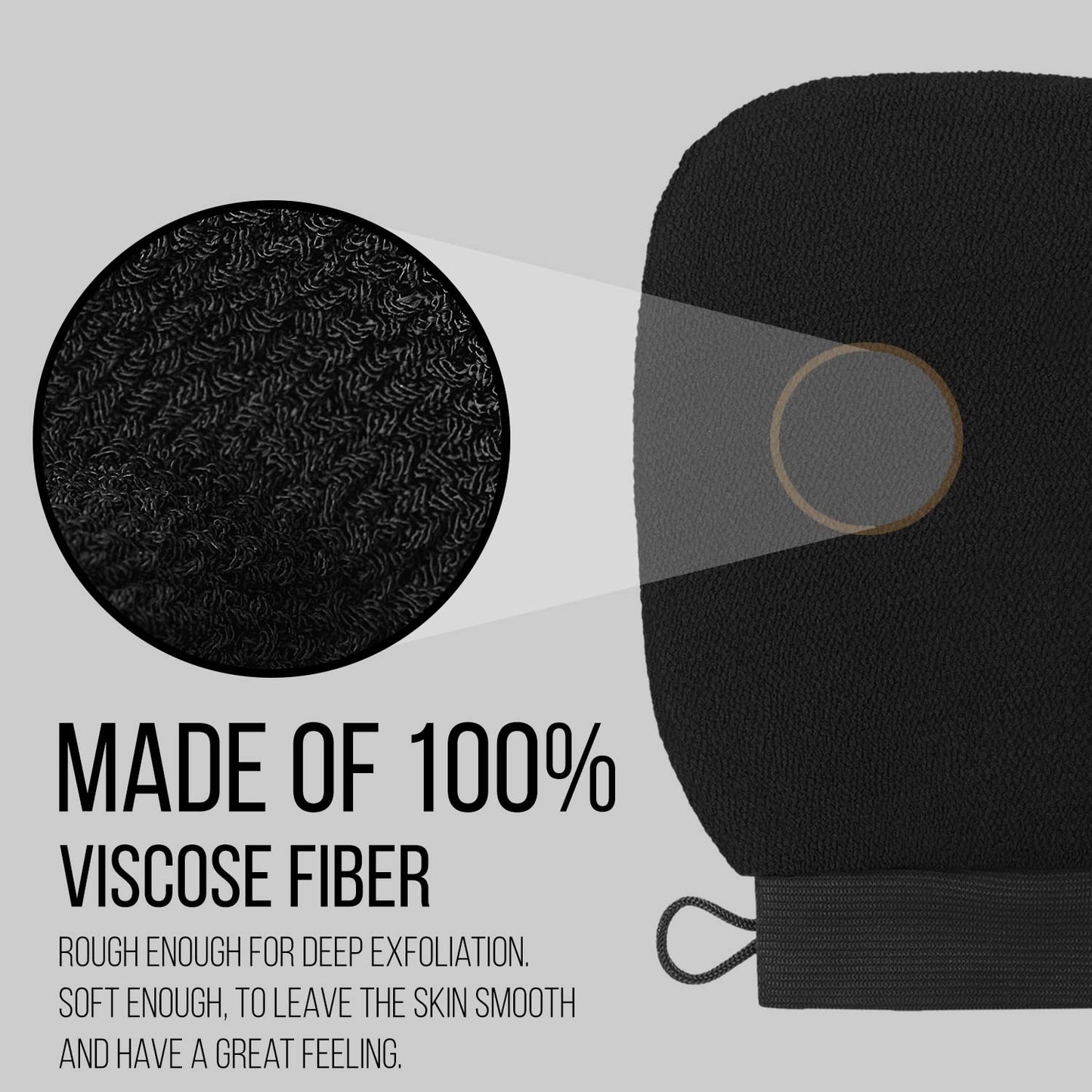 Valitic Exfoliating Glove - Body Scrubber Exfoliator Mitt - Exfoliating Body & Face Dead Skin Remover - Korean Style Exfoliating Women & Men Washcloth - Can Be Used Before Self Tanning Pair Black