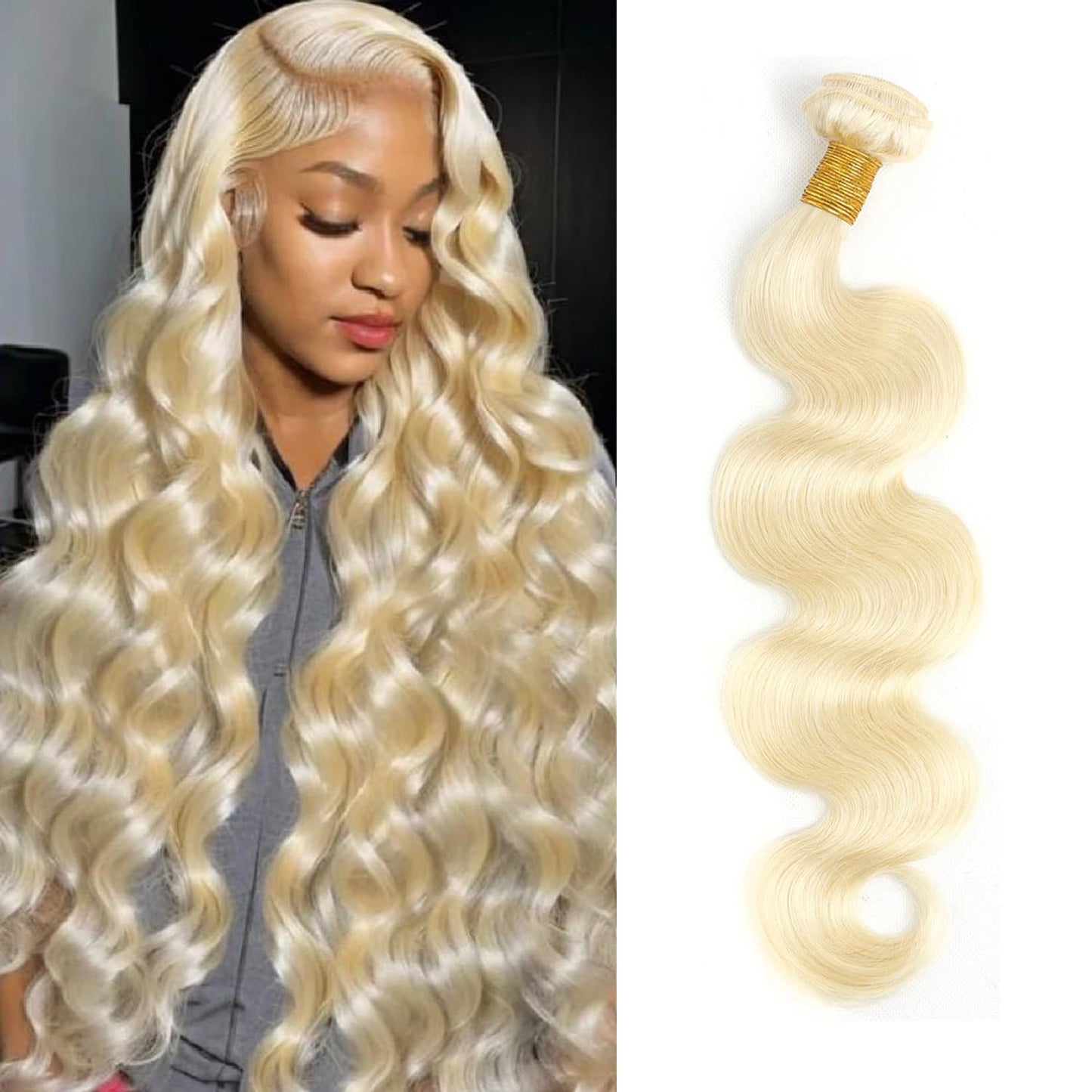 HC 613 Bundles 613 Blonde Bundles Brazilian Bundles 613 Blonde 100% Human Hair Bundles 613 Honey Blonde Weave Hair Extensions for Women (28inch, Single Body Wave Bundles)