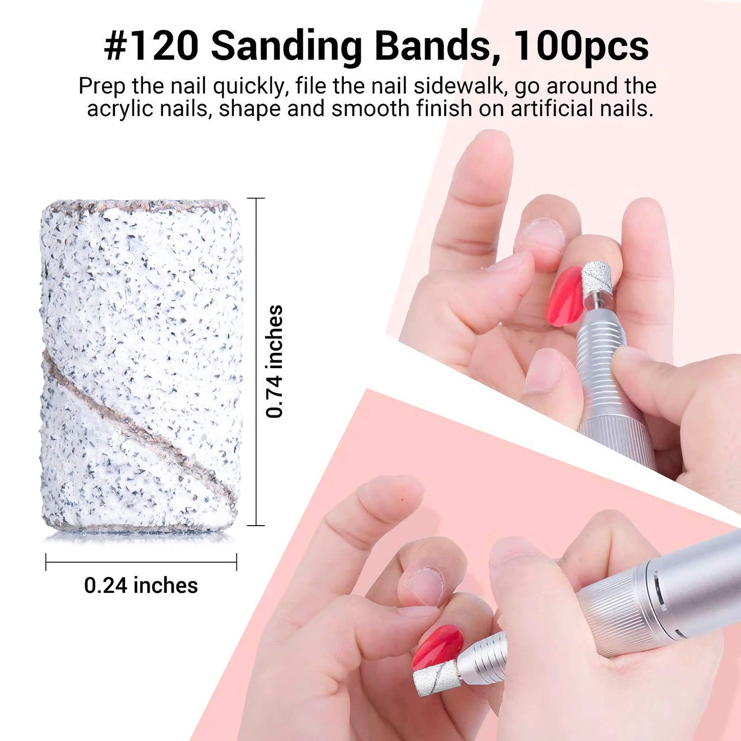 MelodySusie Professional Nail Drill - 30000 rpm Rechargeable Portable Nail Drills with 6 Bits and 106 Sanding Bands, Cordless Electric File Machine for Acrylic Nails Polish with 300Pcs Sanding Bands