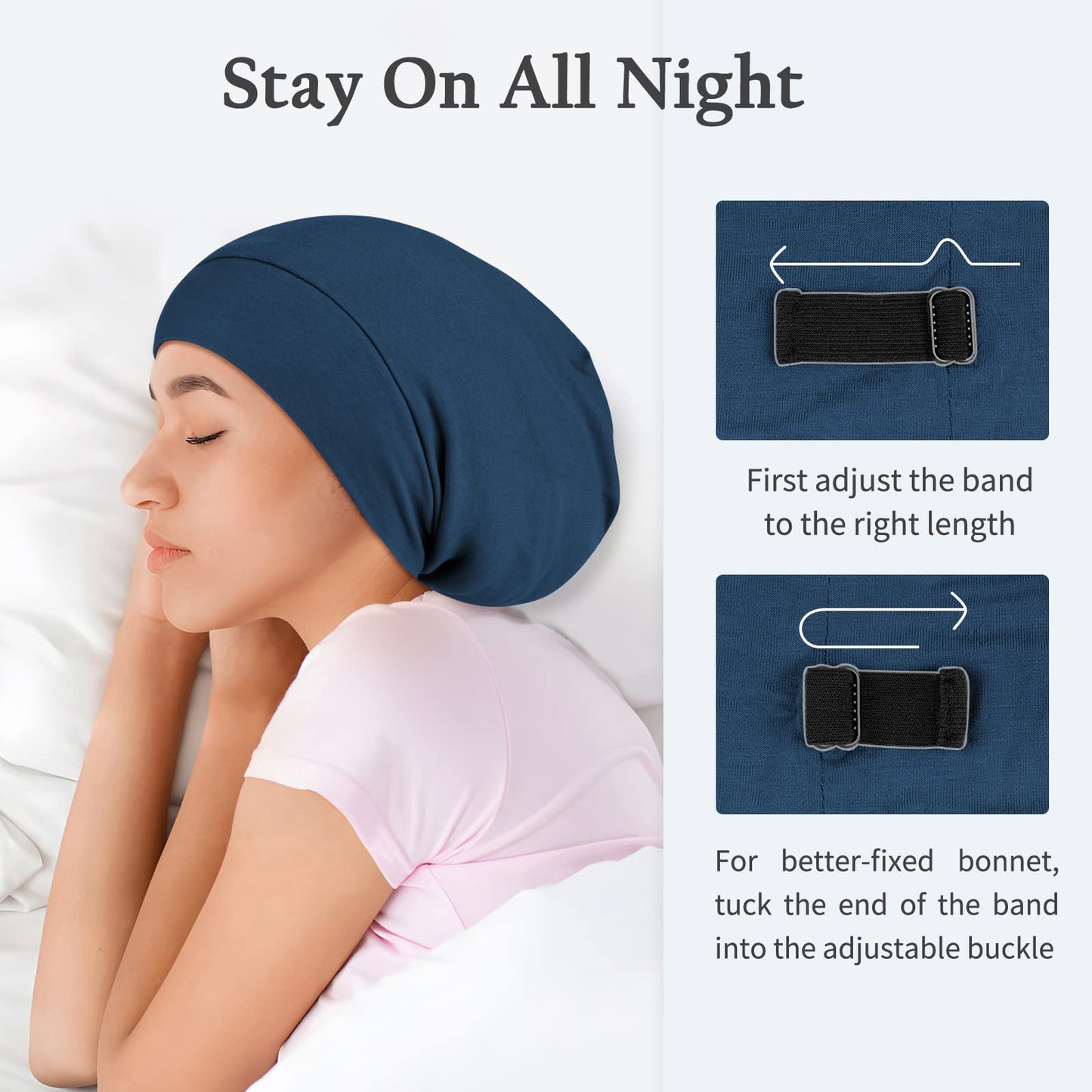 OLESILK Mulberry Silk Bonnet for Men, Mens Bonnet for Curly Hair, 100% Real Silk Hair Bonnet for Sleeping, Night Cap for Frizzy Hair, Royalblue