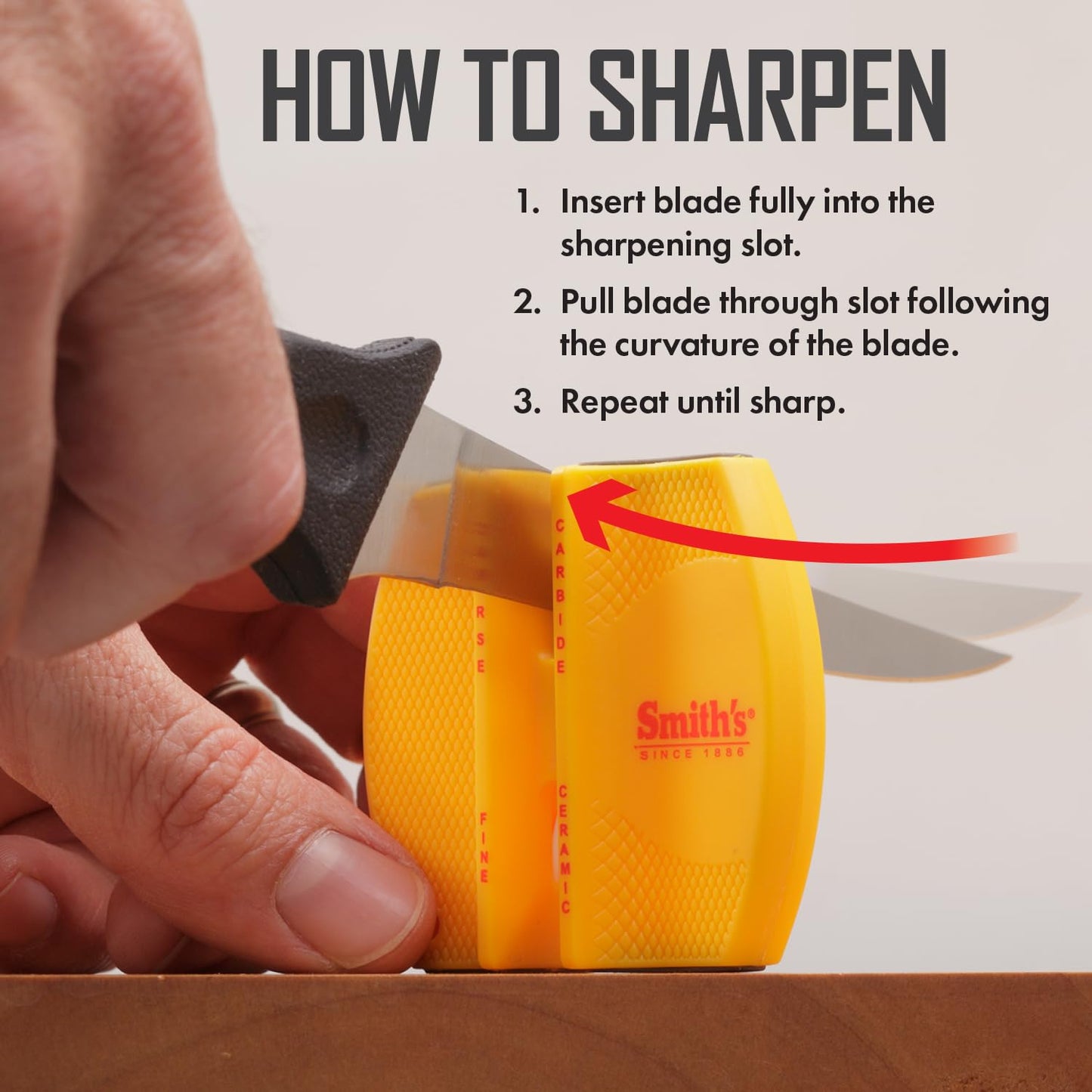 Kershaw Leek Pocket Knife, 3" 14C28N Stainless Steel Drop Point Blade & Smith's CCKS 2-Step Knife Sharpener - Yellow - 2-Step Preset Coarse & Fine Slots