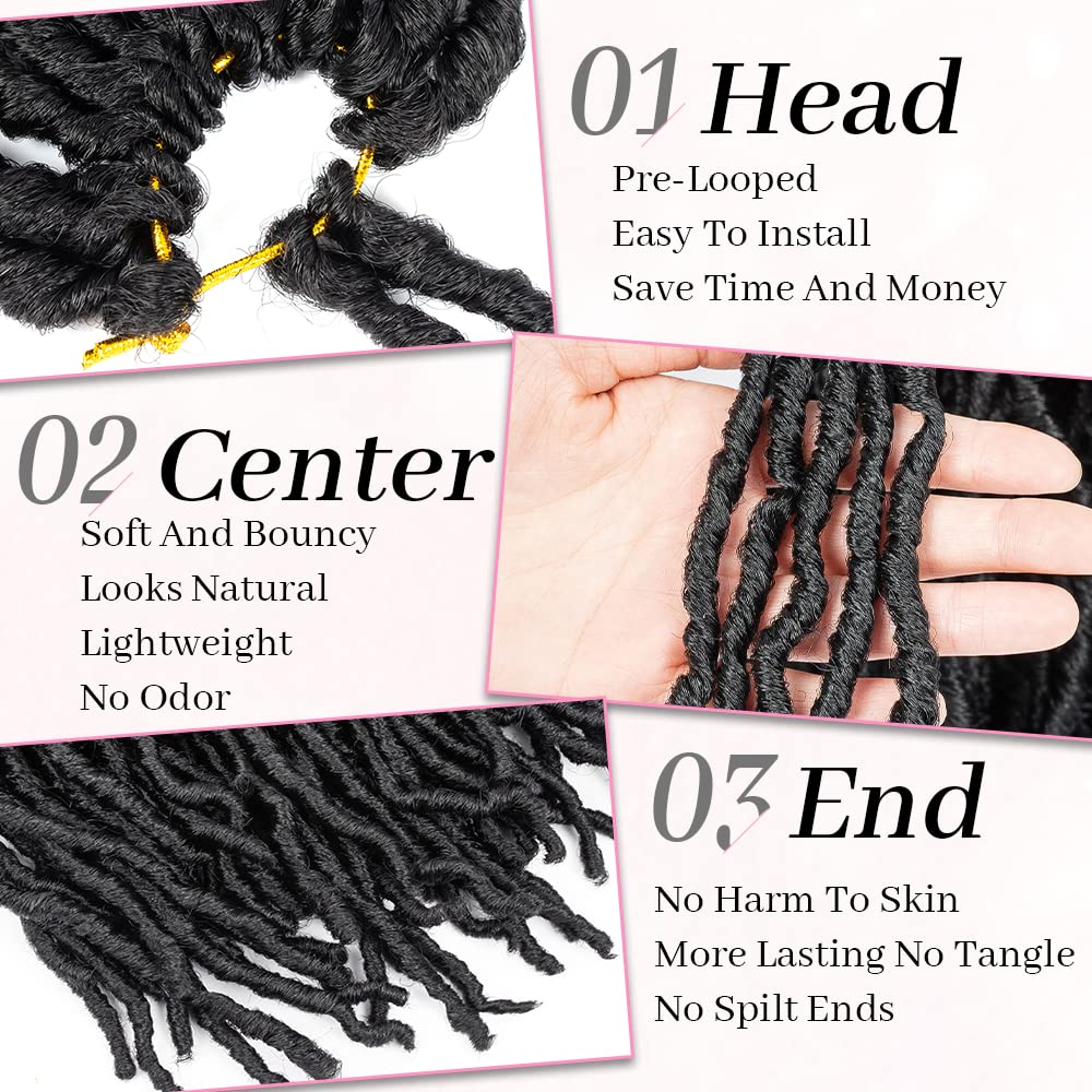 Faux Locs Crochet Hair 18 Inch Soft Locs 6 Packs Crochet Hair Pre-looped Soft Goddess Locs Curly Wavy Crochet Braids Hair For Women Synthetic Crochet Hair Extension(18 Inch, 1B#)