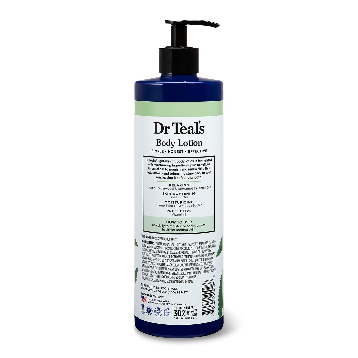Dr Teal's Body Lotion, Cannabis Sativa Hemp Seed Oil & Essential Oils, 18 oz (Pack of 3)