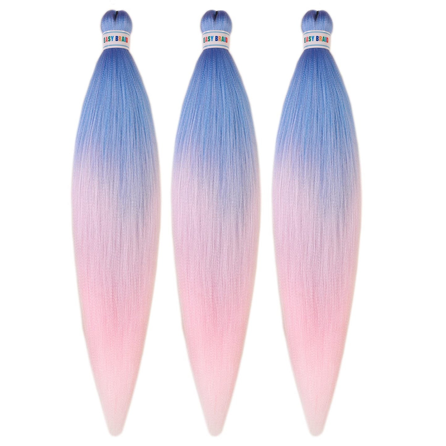 Leticia Blue Pink Braiding Hair Pre Stretched Ombre Human Braiding Hair Box Braids Hair 26 Inch