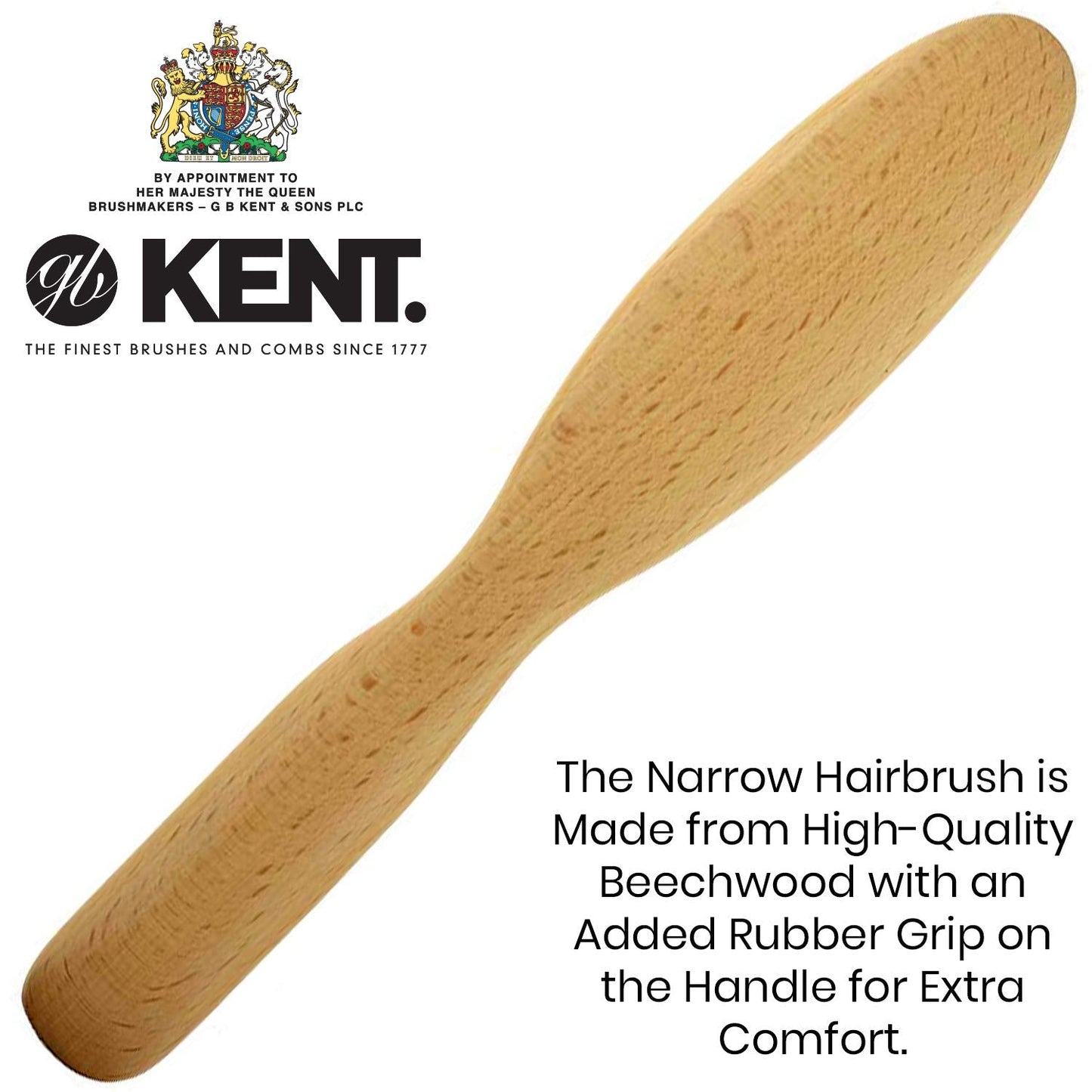 Kent PF05 Narrow Oval Hair Brush, Pure Boar Bristle and Wood for Shaping, Straightening and Grooming Brush for Revitalizing Short to Medium Length