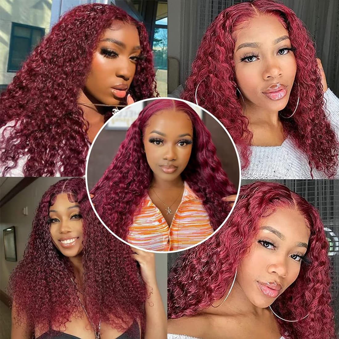 HeioWuio #99j Curly Wave Human Hair Bundles Burgundy Brazilian Remy Human Hair Weaves For Women Grade 8A Hair Extensions Red Bundles Unprocessed Virgin Hair Bundles 8 10 12 Inch