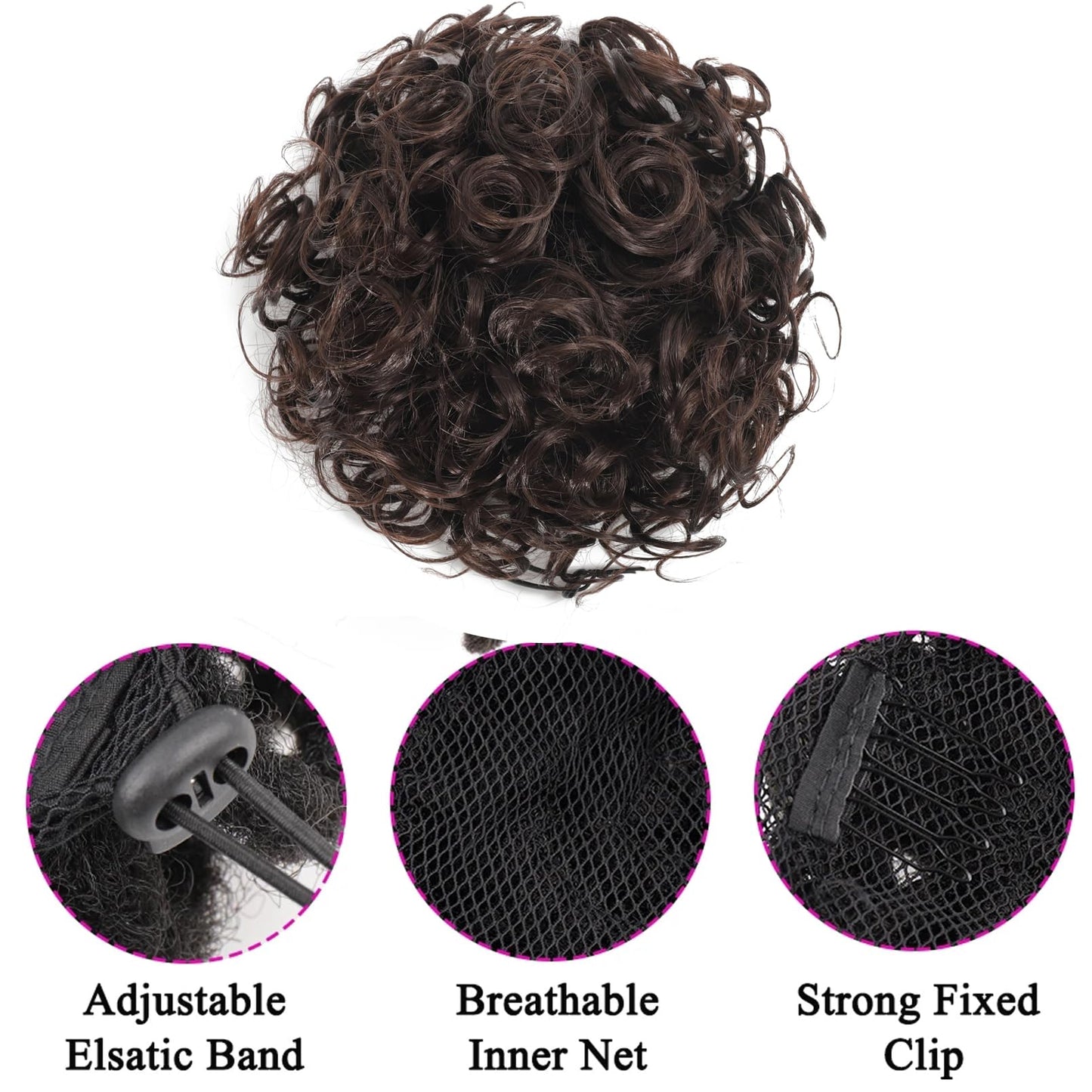 Large Curly Messy Hair Bun Elastic Drawstring Tousled Loose Wave Scrunchies Hairpieces Short Synthetic Ponytail Extension Donut Updo Hair Bun for Girls Daily Use (Silver Grey)