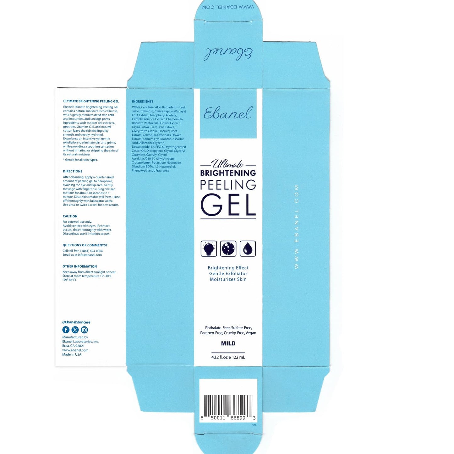 Ebanel Exfoliating Face Scrub Peeling Gel, Brightening Moisturizing Gentle Face Wash, Face Exfoliator Dead Skin Remover with Aloe, Vitamin C, Coconut Oil