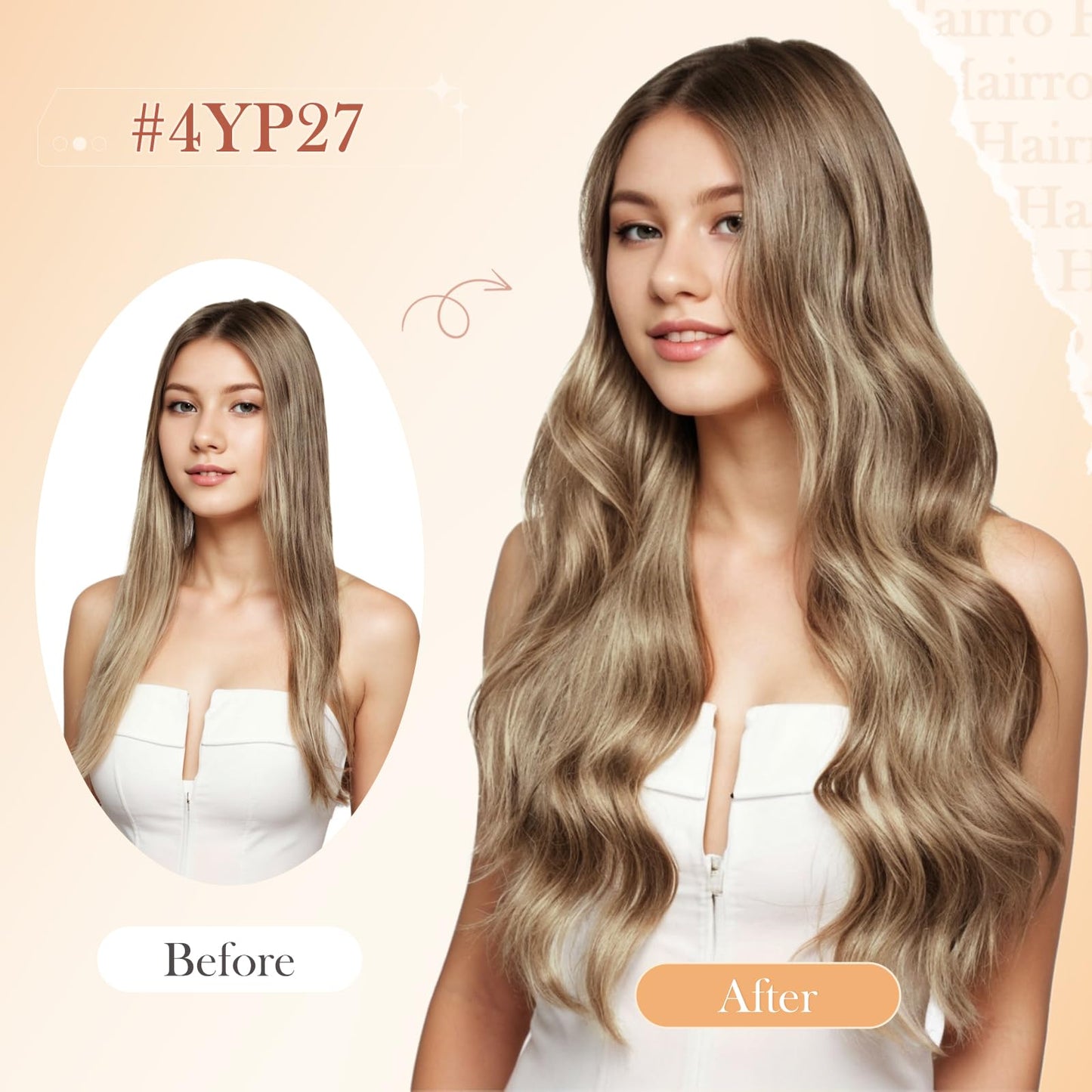 Hairro U Tip Human Hair Extensions Micro Ring Keratin Glue U-tip Hot Fusion Remy Hair Balayage Highlight Color 20 inch 50g 50 Strands #4YP27 Medium Brown Mixed with Dark Blonde