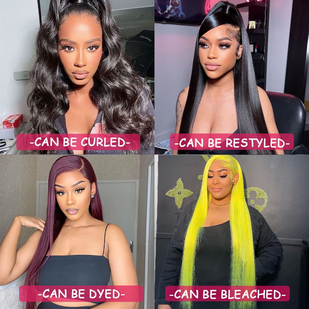LHHUR Lace Front Wigs Human Hair Straight 13X4 HD Lace Front Wigs Human Hair Glueless Wigs Pre Plucked 180% Density Brazilian Virgin Human Hair Wigs for Black Women 22inch