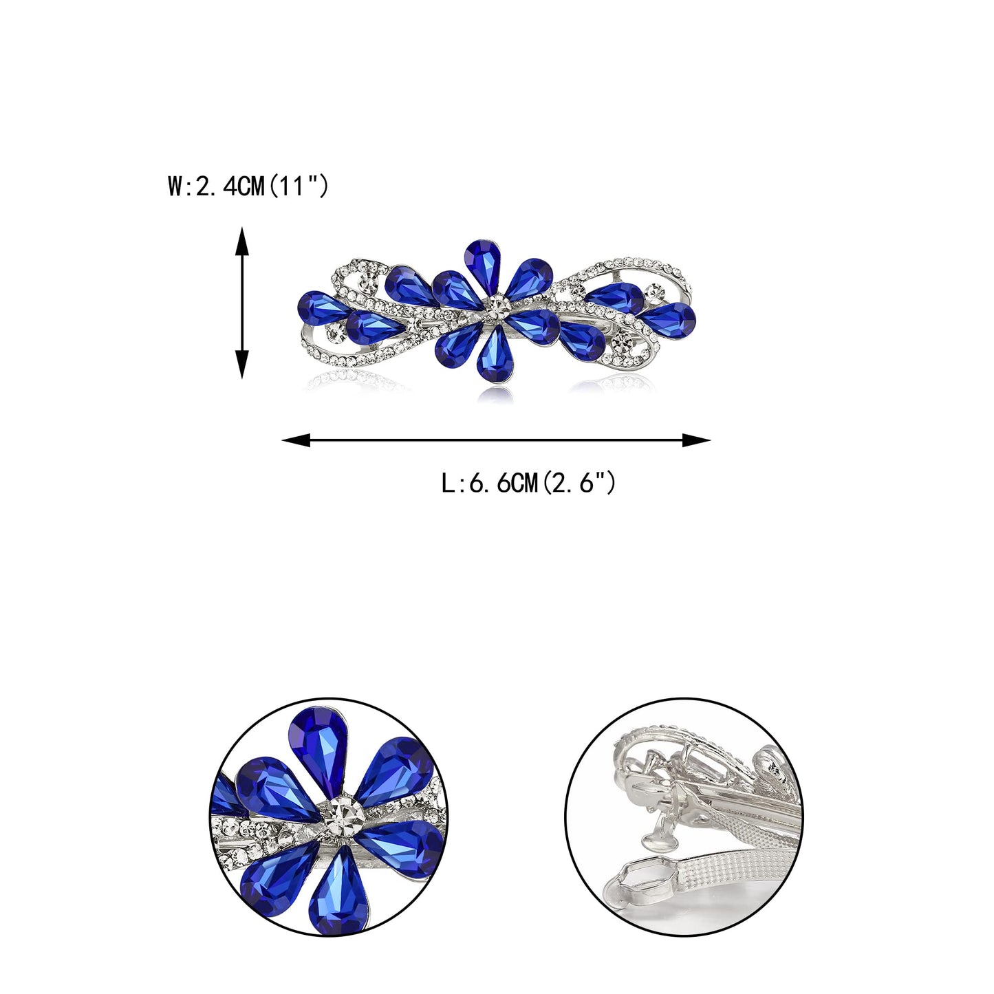 EVER FAITH Bridal Austrian Crystal Hair Barrette Clip, Gorgeous Waterdrop Flower Hair Accessories for Women Blue Silver-Tone