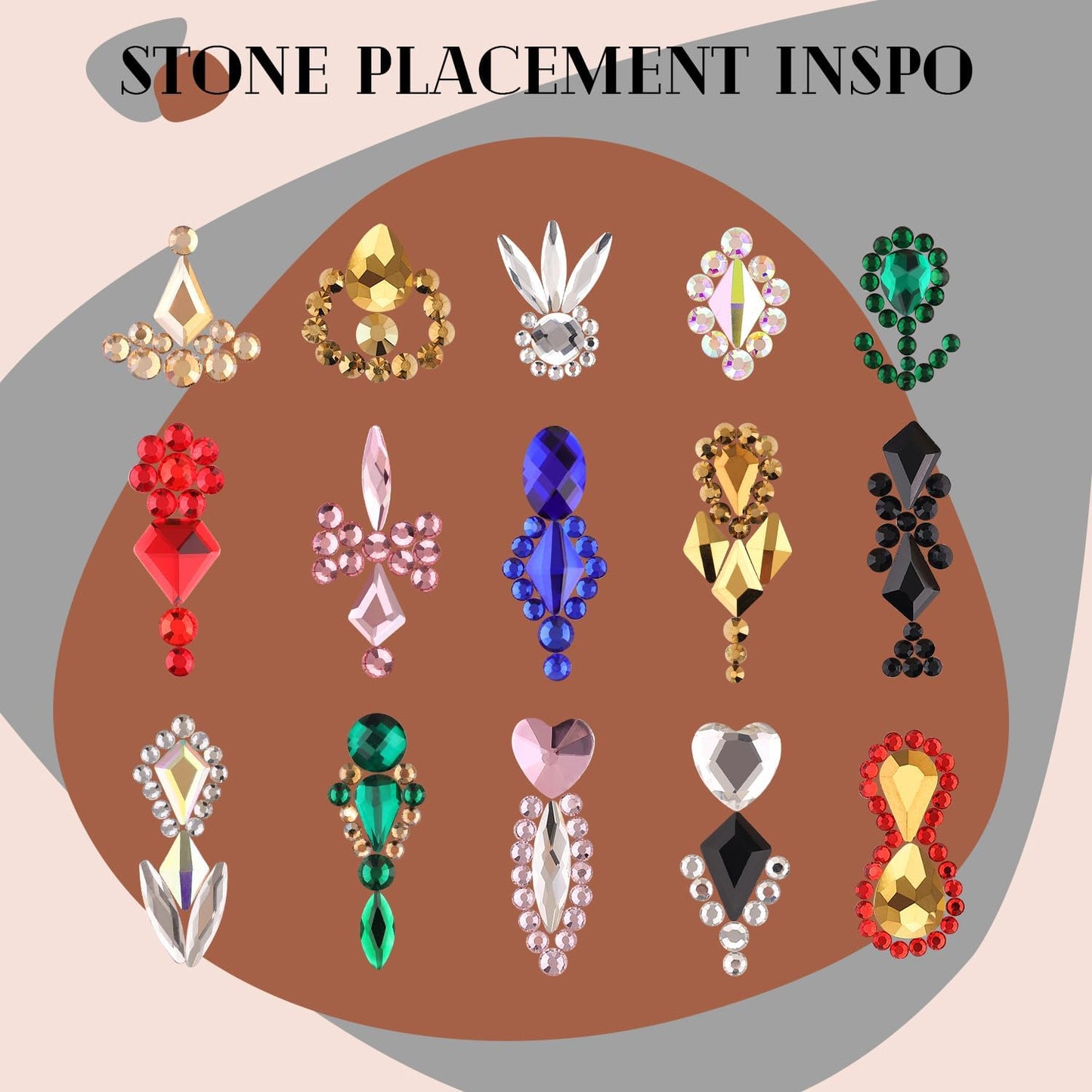 2680Pcs Silver Clear Nail Rhinestones 120Pcs Multi Shapes Glass Flatback Nail Gems + 2560Pcs 1.5-4mm Round Crystal, Manicure Nail Charms Diamond Gemstones for Acrylic Nails Decoration