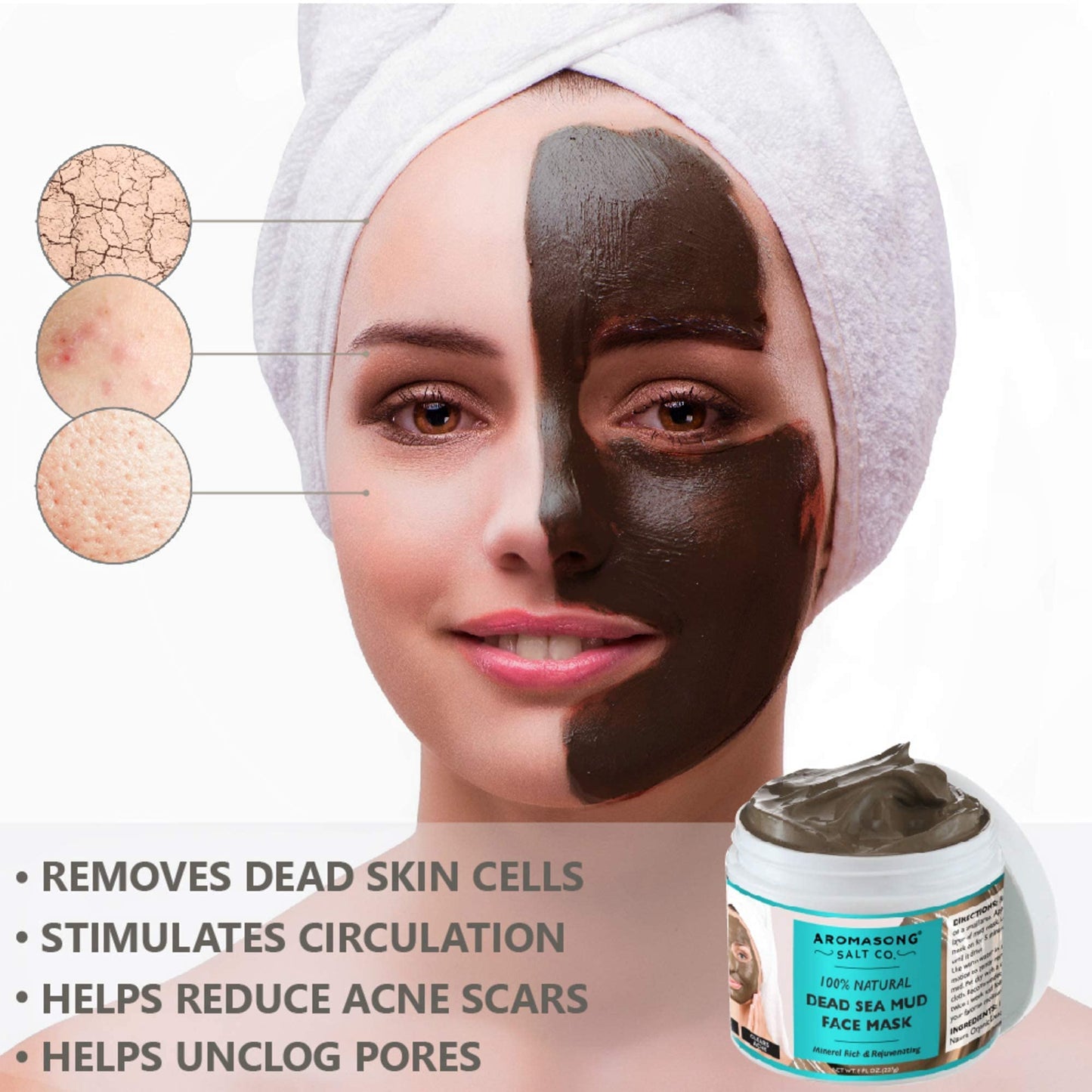 20 lbs Raw Dead Sea Bath Salt in Resealable Pack with 100% Pure Dead Sea Mud Facial Mask - 5 Minute Mask - No Ingredients Added