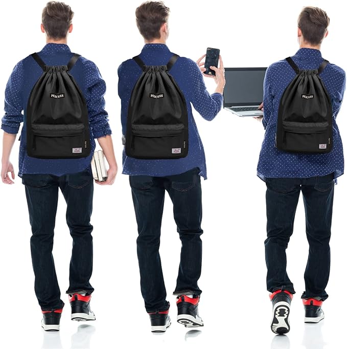 Peicees Waterproof Drawstring Sport Bag Lightweight Sackpack Backpack for Men and Women