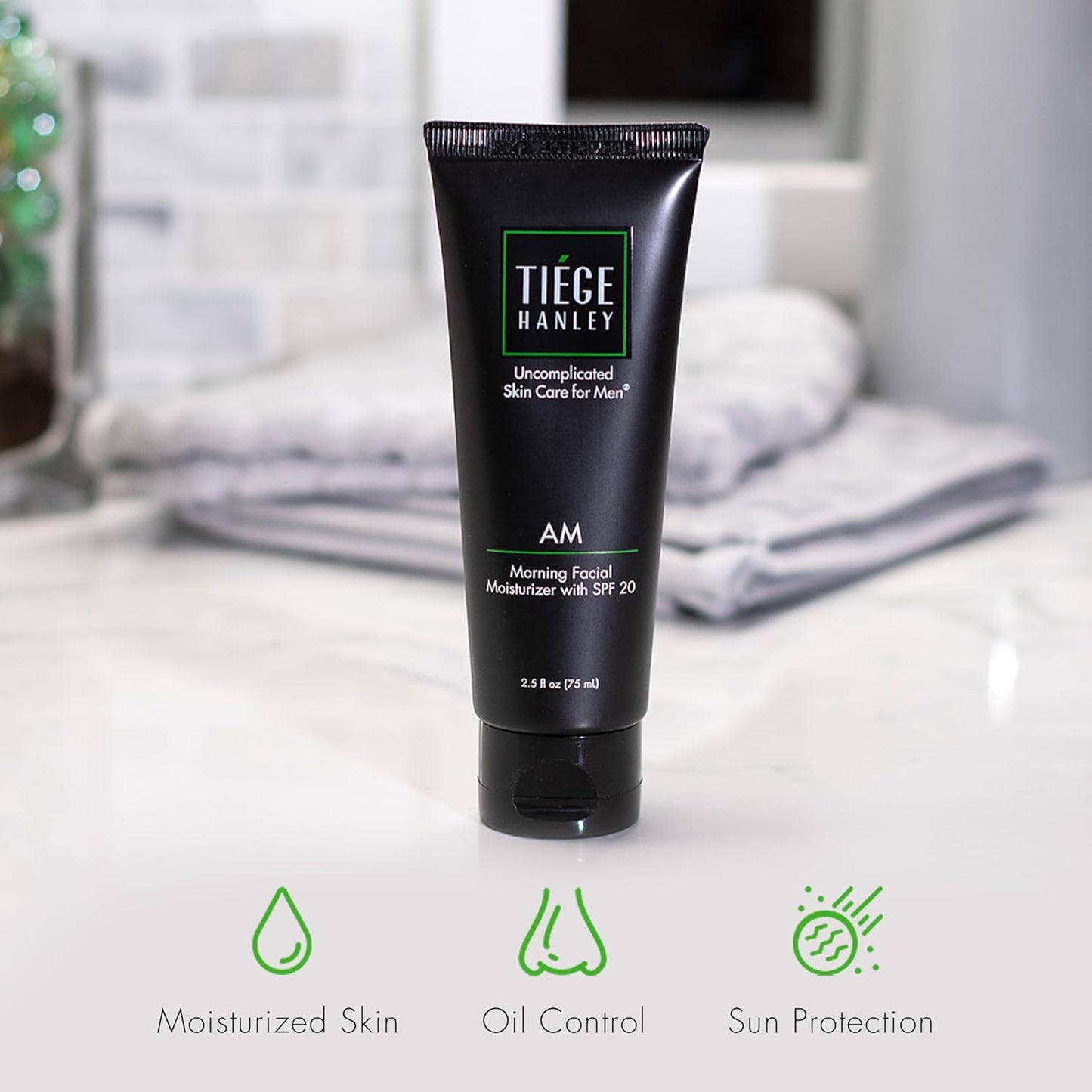 Tiege Hanley Mens Face Moisturizer, Morning Facial Moisturizer with SPF 20 - Men's Face & Skin Care Cream for Long-Lasting Hydration - Promotes Even Skin Tone, Safe for Sensitive Skin (2.5 Fl Oz)