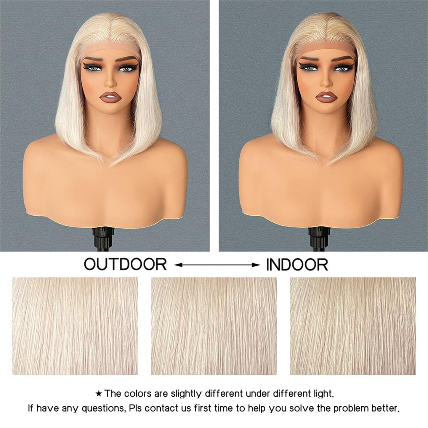 Fashion Ash White 60# Short Bob Human Hair Wig Platinum Blonde Straight Lace Front Wigs Human Hair Pre Plucked With Baby Hair 180% Density 613 Bob Lace Frontal Wigs Human Hair for Women 10inch