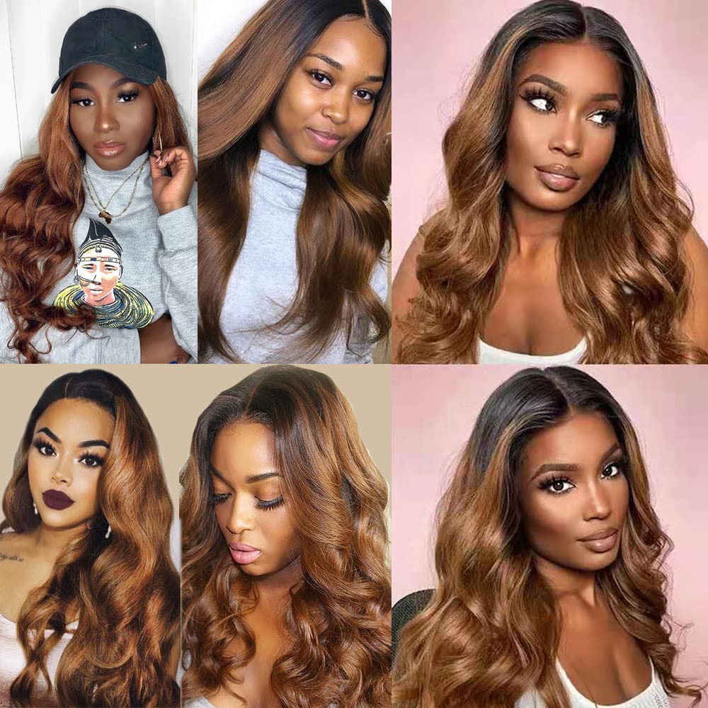 Ombre Brazilian Body Wave Hair Bundle 12 Inch 1B30 Body Wave Human Hair Bundles 8A Unprocessed Virgin for Black Women Body Wave Weave Hair Human Bundles Dark Brown Bundle