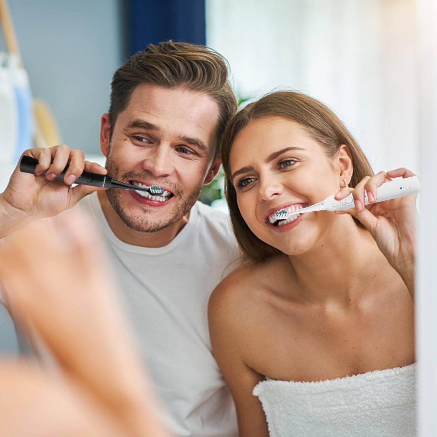 Harobey Replacement Toothbrush Heads for Waterpik Complete Care 5.0/9.0, and Compatible with AquaSonic Duo and Home Dental Center Electric Toothbruh, 5 Count(Pack of 1), White