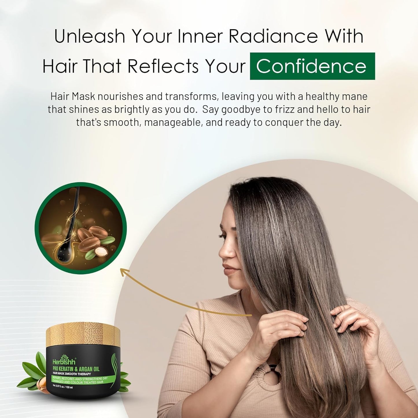 Herbishh C2 Combo (Color + Condition) with Light Brown Hair Color Shampoo Pack of 2 (400ml) + Hair Mask 150gm - Hair Dye Shampoo for Grey Hair | Gift Set for Parents, Men and Women |