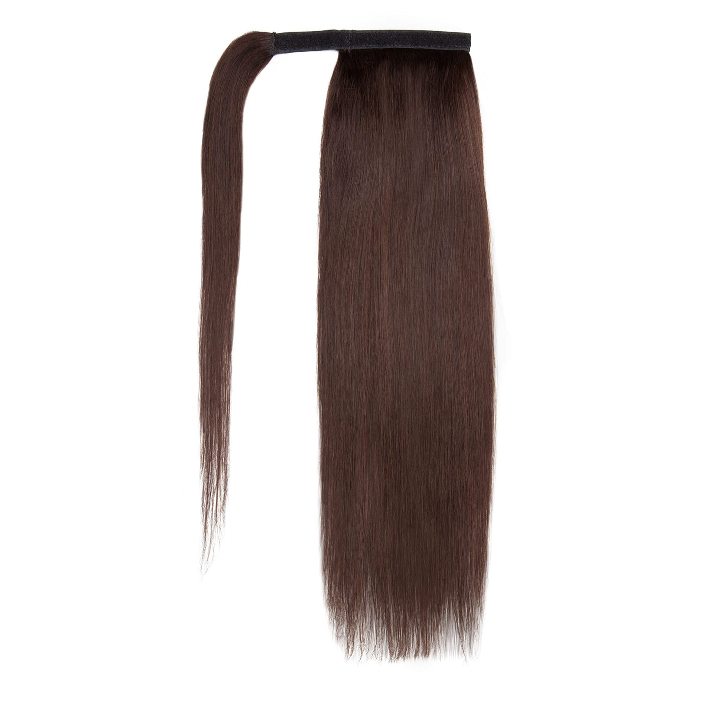 Human Hair Ponytail Extensions Dark Brown Wrap Around Ponytail Human Hairpiece for Women 20 Inch Long Straight Magic Paste Binding Pony Tail Clip in with Comb #2
